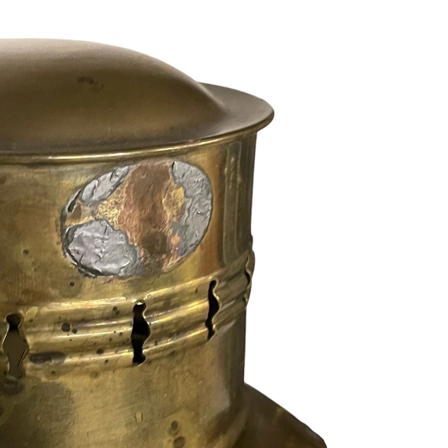 Vintage brass nautical ship cargo lantern repurposed into a light.