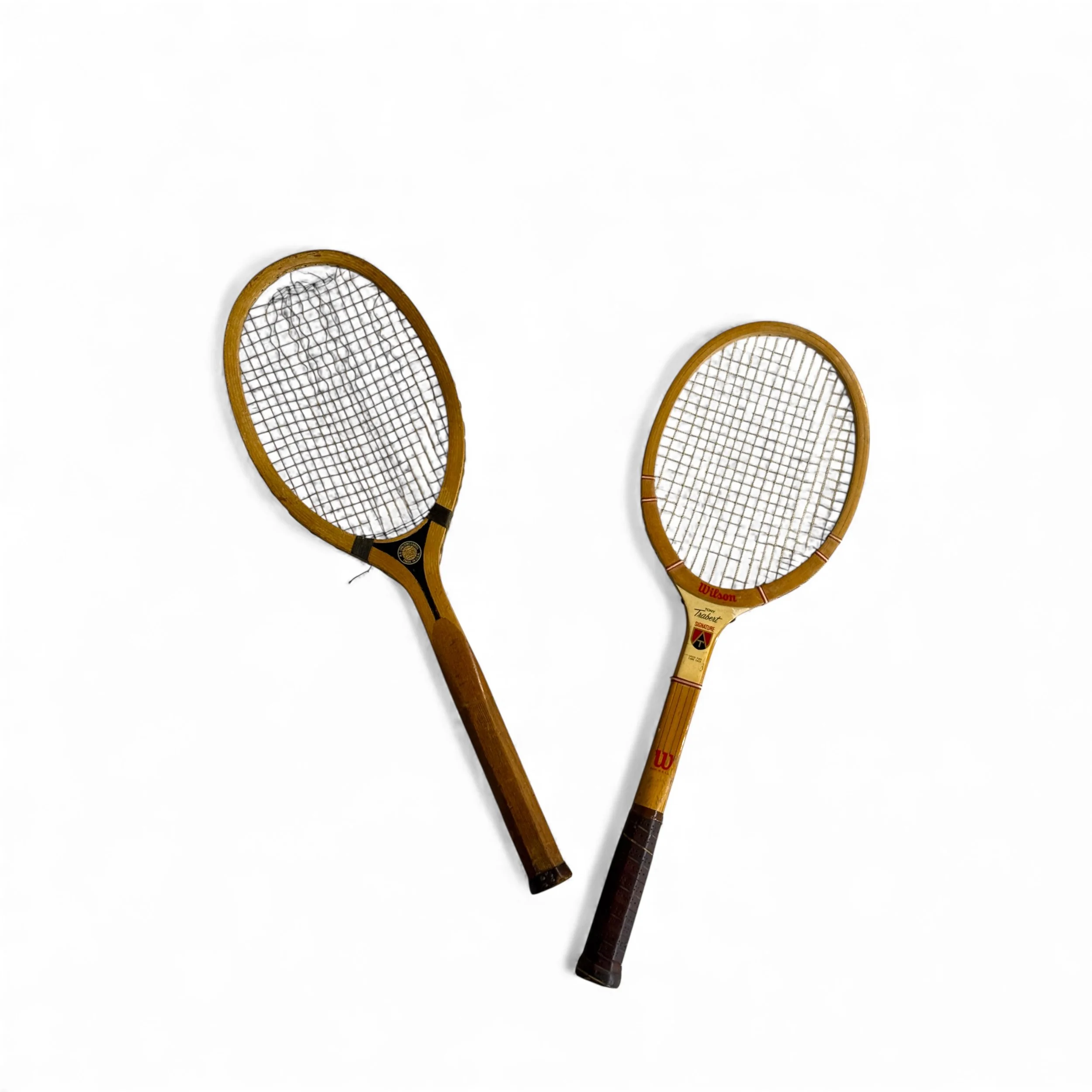 1930s Domino by A.G. Spalding wooden tennis racket & 1950s Wilson Tony Trabert signature wooden tennis racket