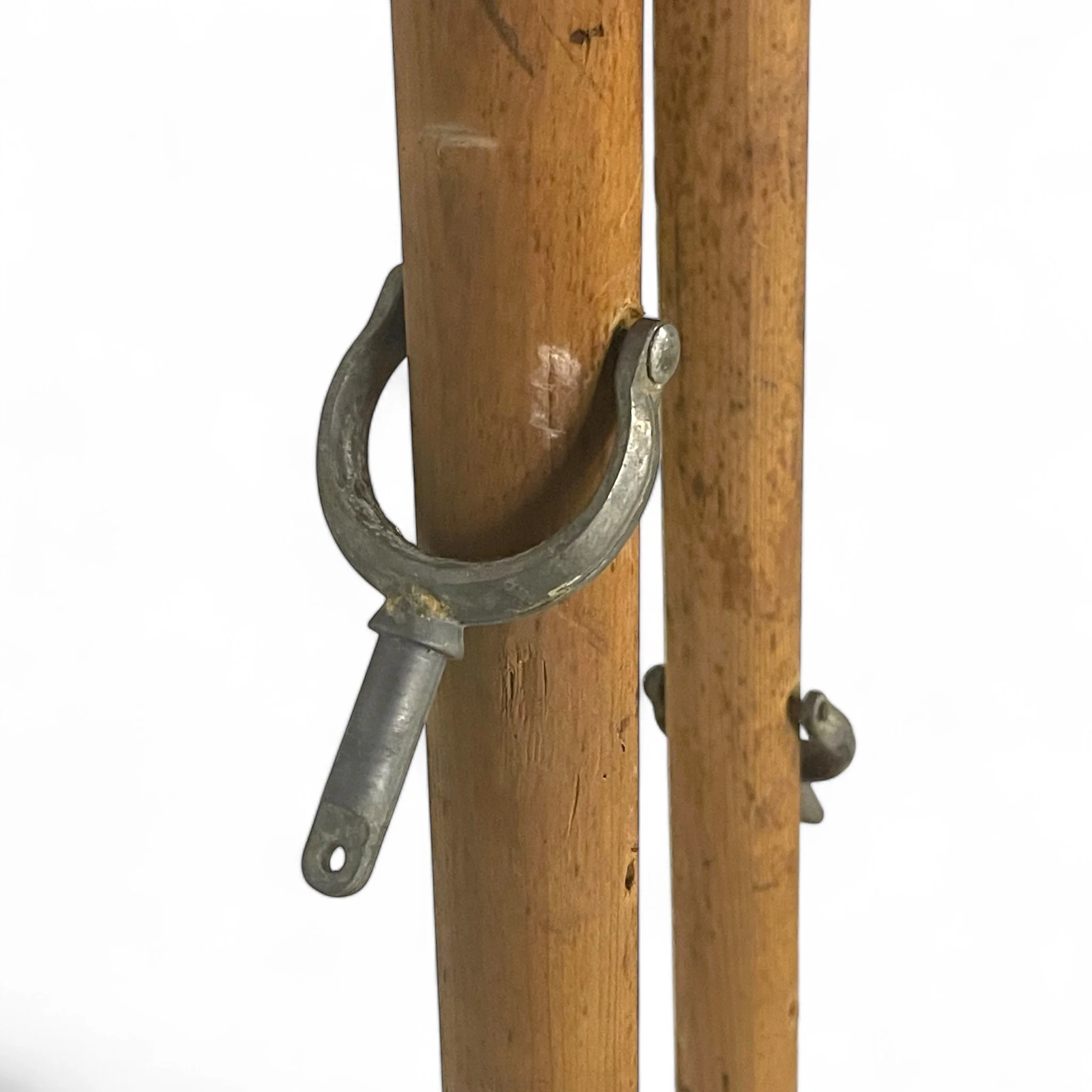 Pair of vintage wooden boat oars, perfect for nautical decor. Unique craftsmanship for beach house decorative use.