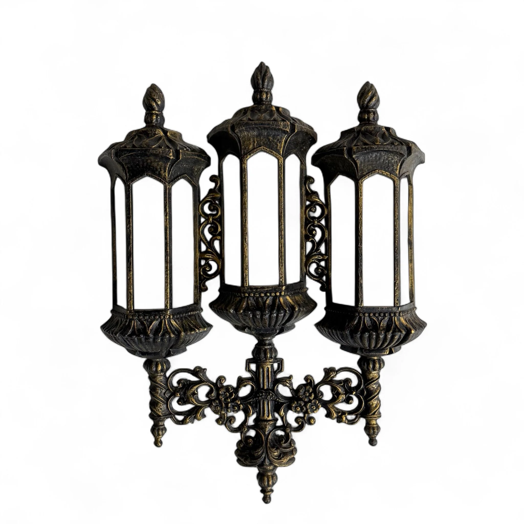 Vintage 1970s Burwood 358 lantern wall planter in molded plastic, retro boho indoor wall decor styled on an interior wall for eclectic interior design.