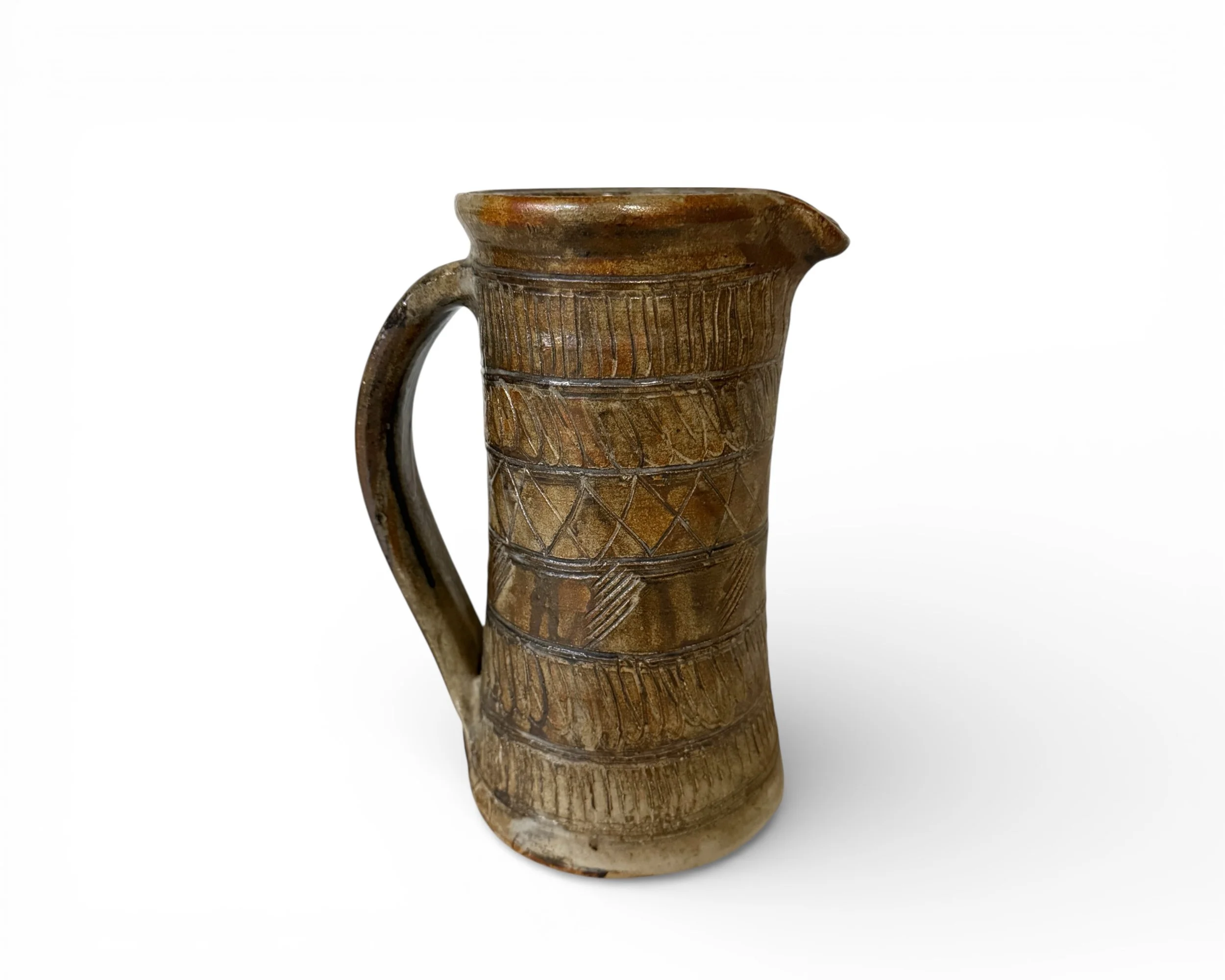 Photoroom_20260207_101519vintage studio pottery vase with geometric etched designs - Modern Artifact Decor.JPG