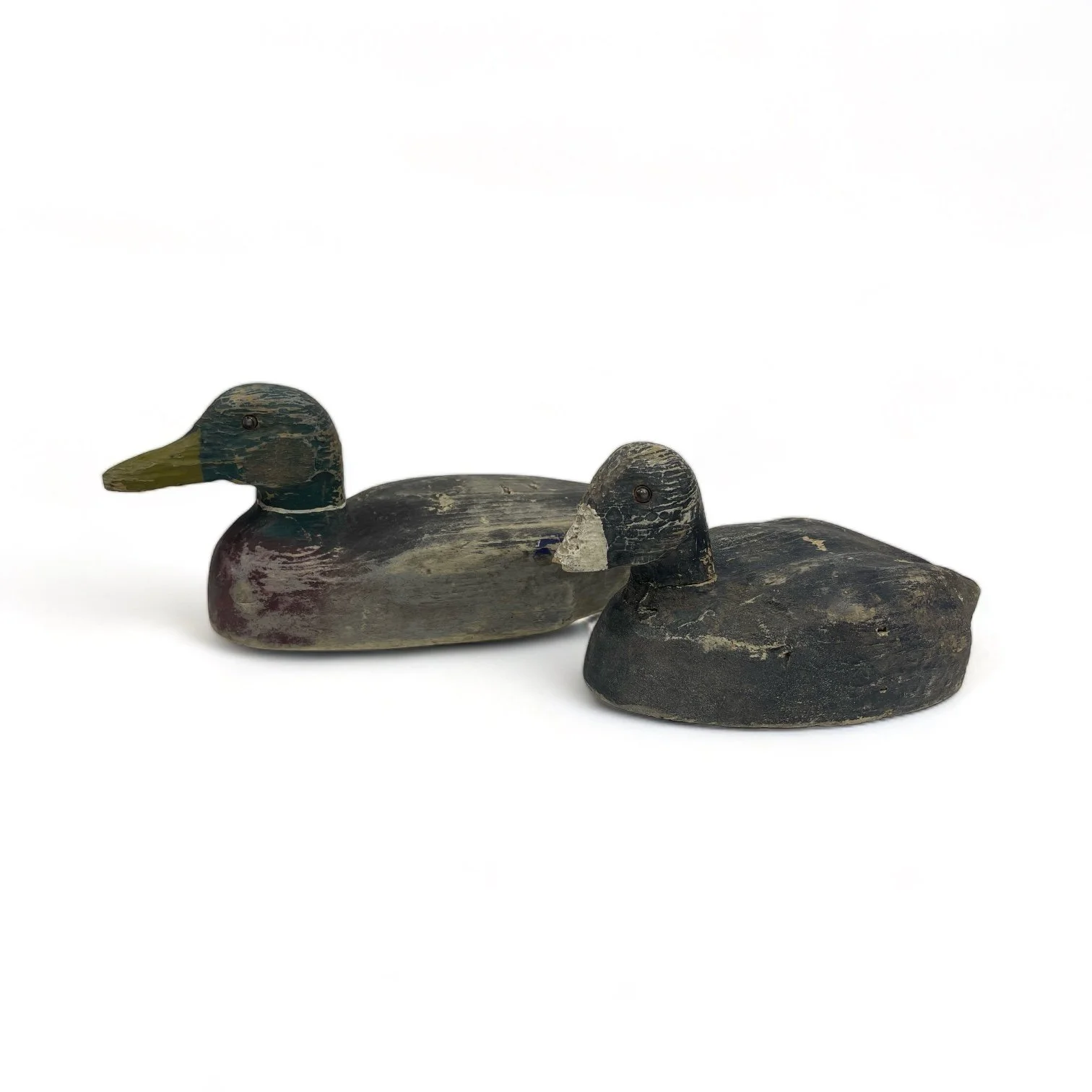 Vintage 1950s Balsa Wood Carved Duck and Goose Decoys, set of 2.