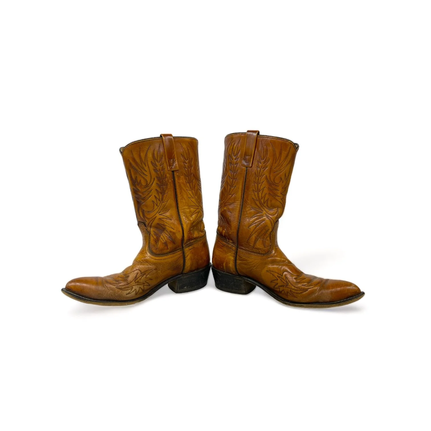 Vintage leather Acme Cowboy Boots, - 1970s Circle A Cowboy Boots, Size 10D, tall shaft.