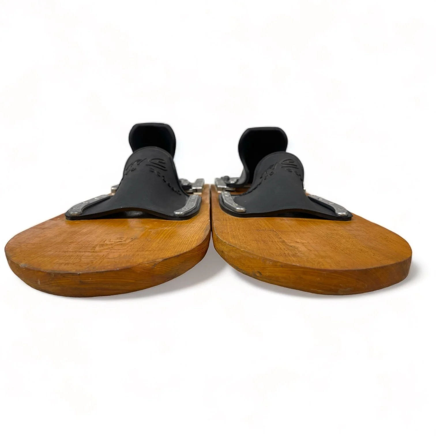 Vintage pair of Cypress Gardens trick wooden water skis, 19 3/4 inches with bindings.