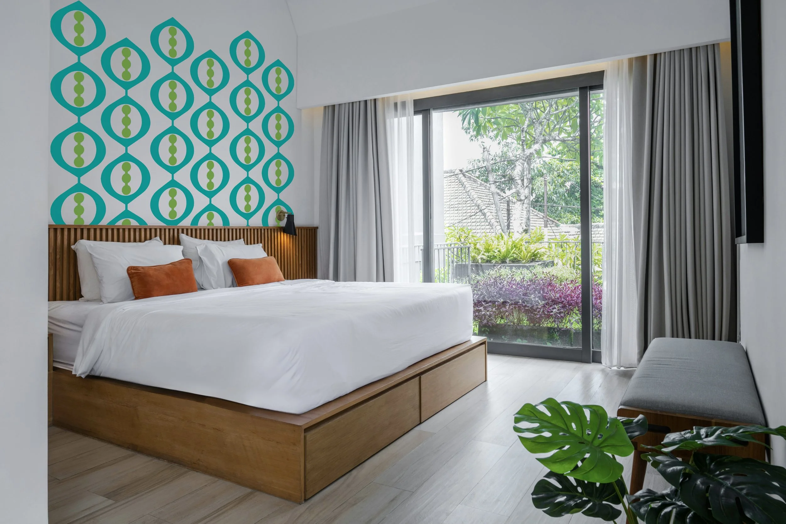 Mid century modern geometric removable wall decal retro oval pattern accent wall bedroom