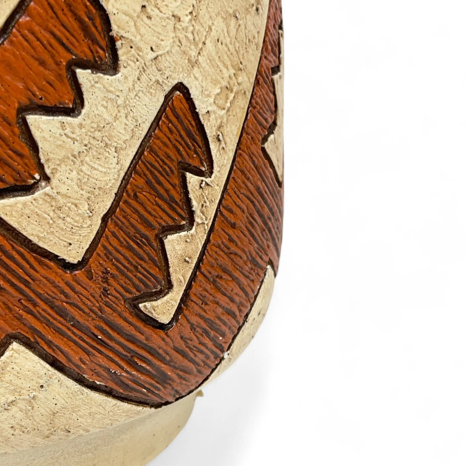 Vintage plaster table lamp, geometric southwestern design, neutral earth tone colors, heavy 19 pounds