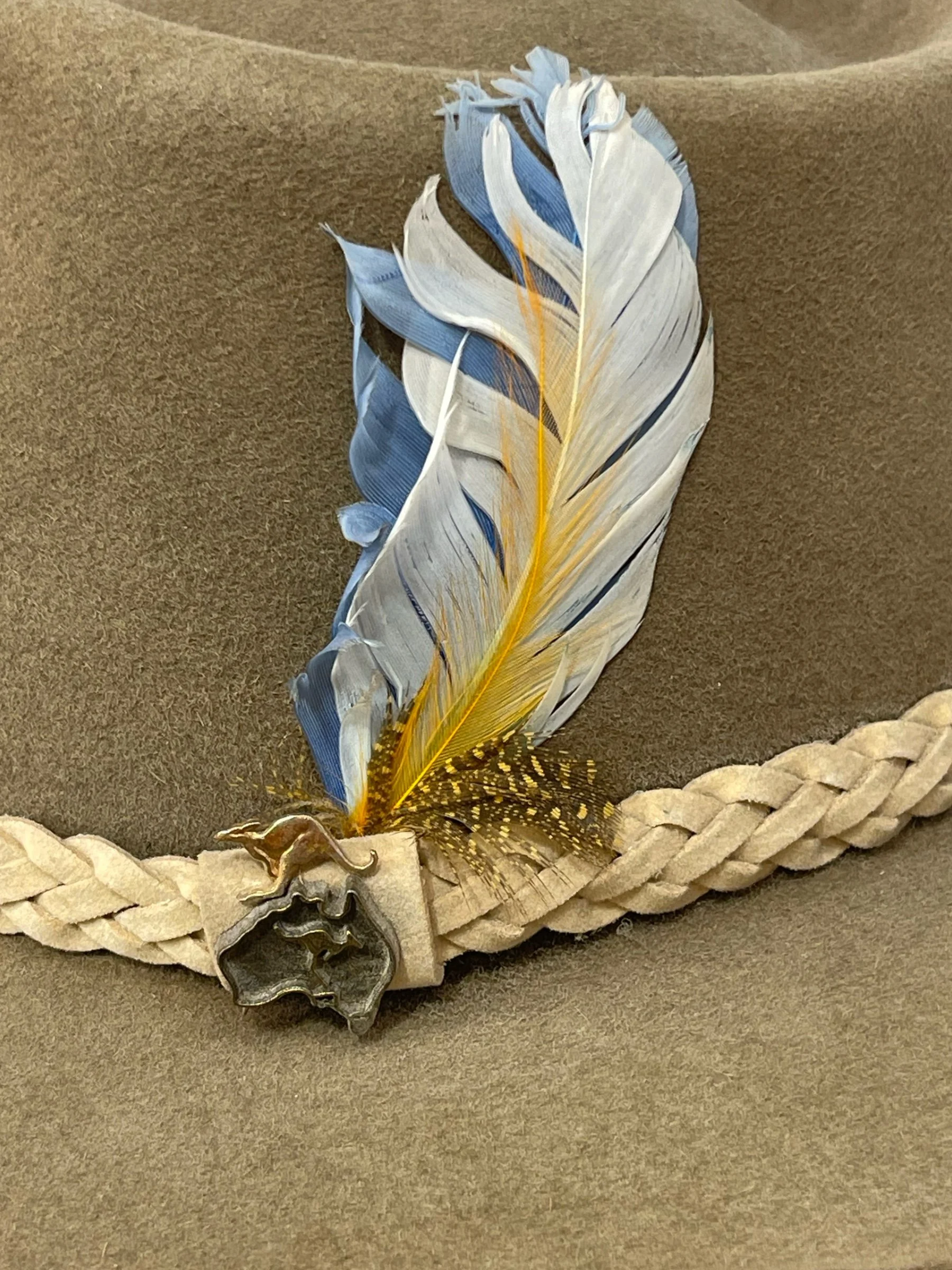 Vintage Cowboy Hat - Outback Fur Felt Hat, Wide Brim Hat, Western Wear, Hat Feather, Kangaroo Pin, Made in Australia