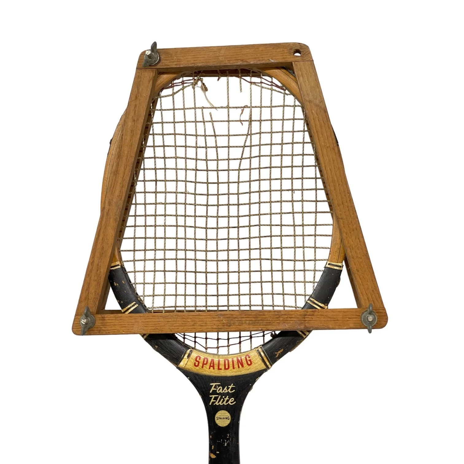 Vintage Wooden Tennis Racket Pair, Spalding Fast Flite, Paucho Segura Special Model with racket press, sports collectible game room decor.