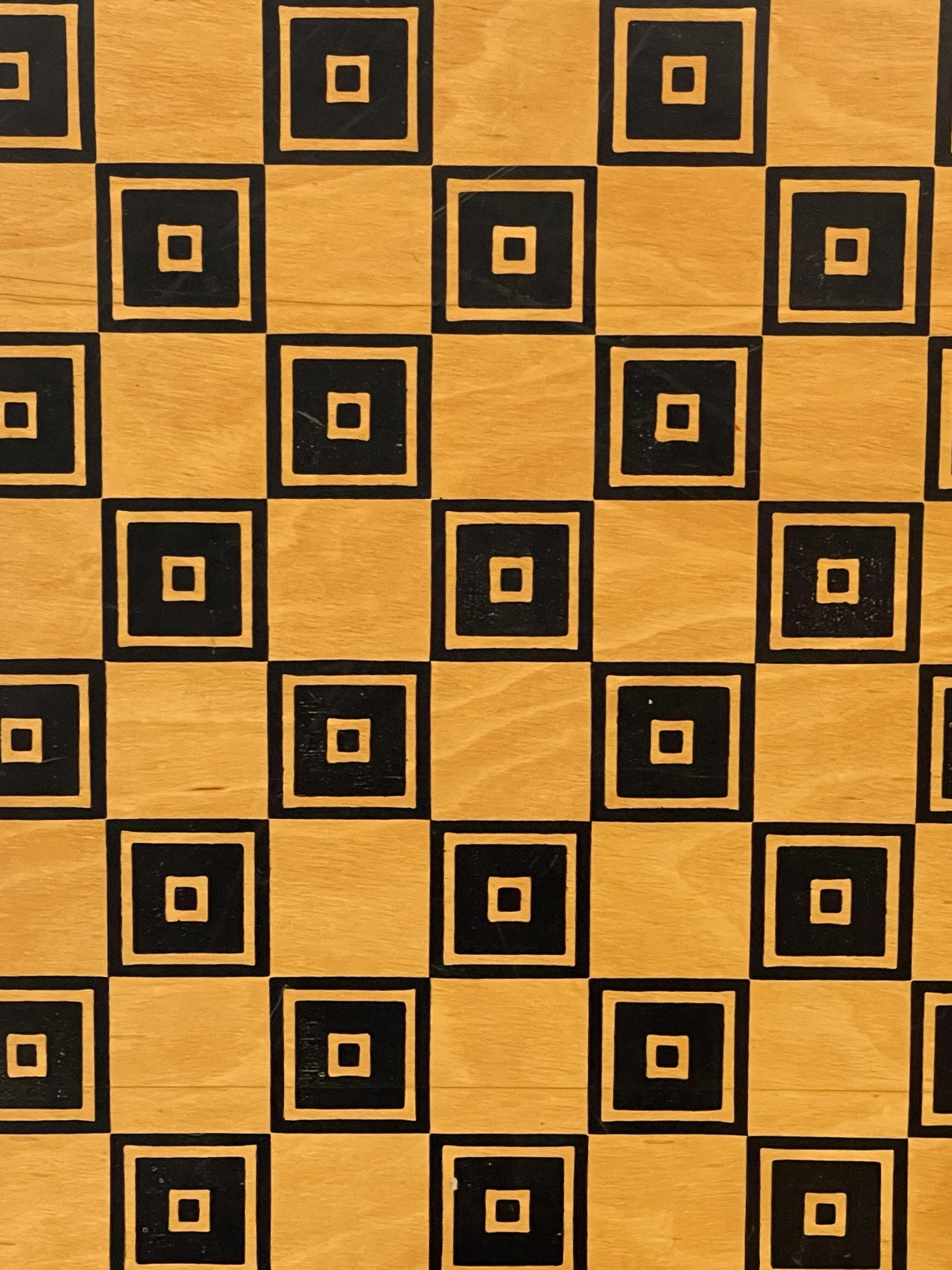 Antique 1930s Carrom Company Style Q square wooden game board, double sided with Viking ship.