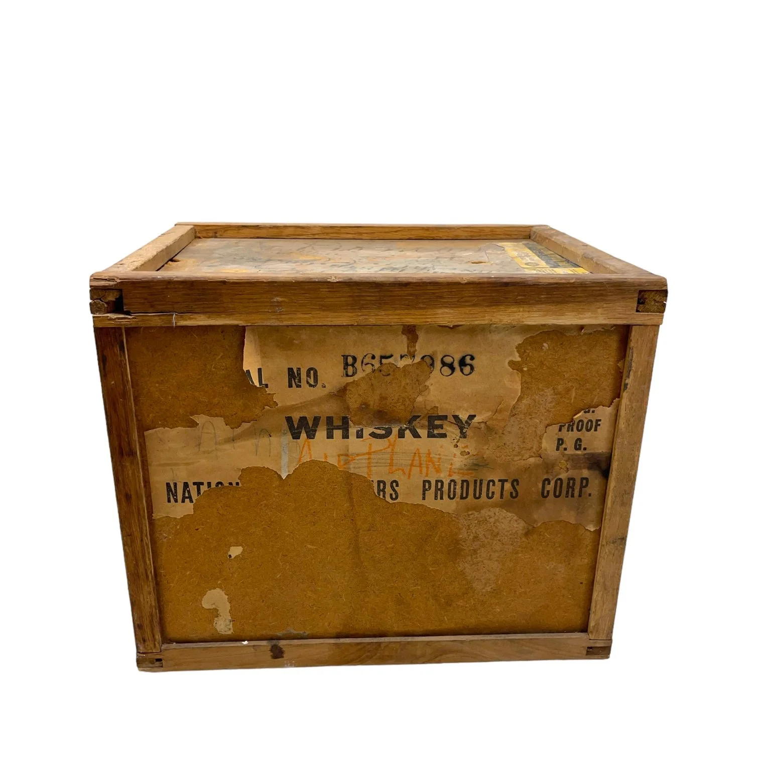 Vintage whiskey wooden box with lid by National Distillers Products Corporation, Louisville, KY