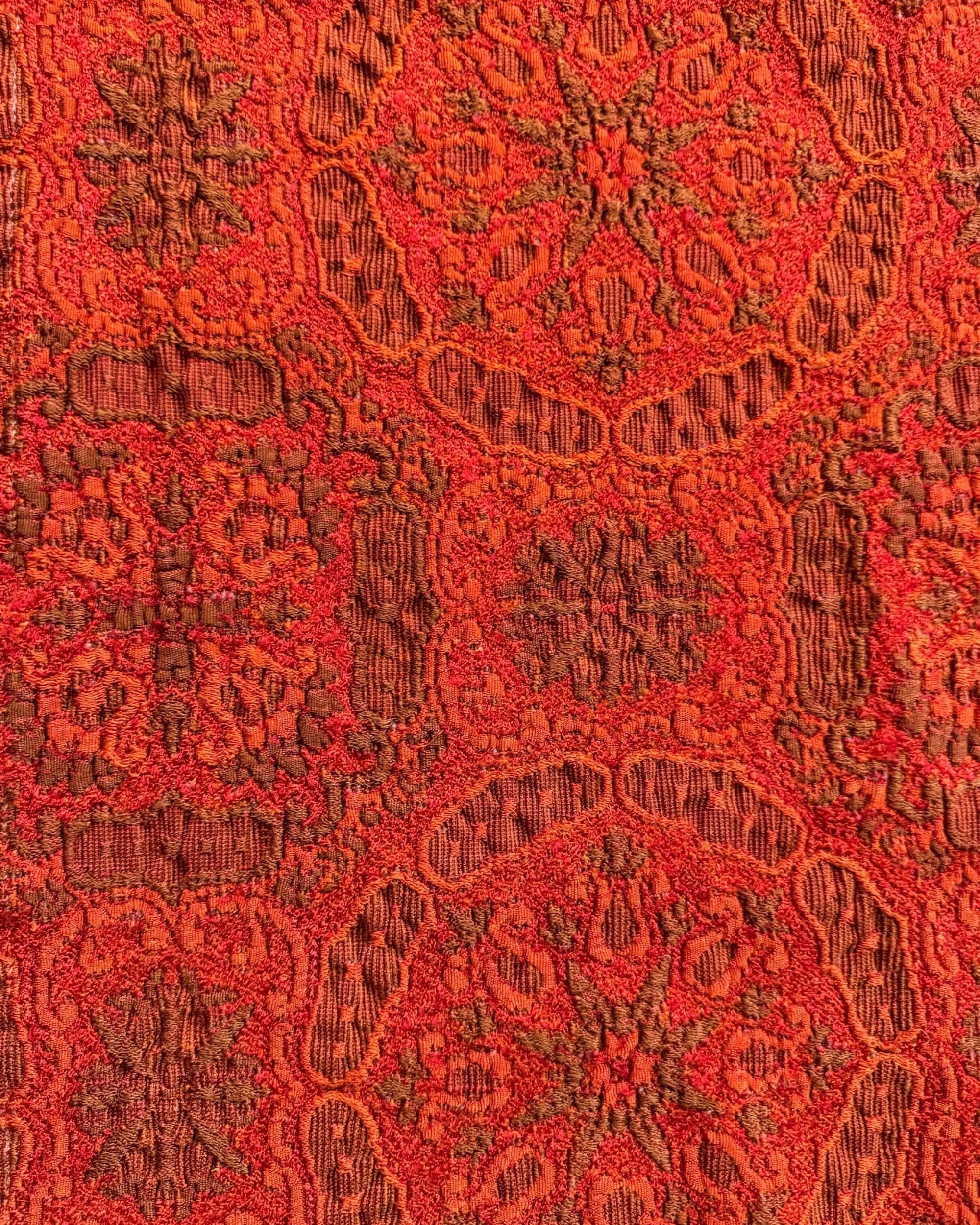 close up view of pattern on a vintage Bellissimo Italian bedspread