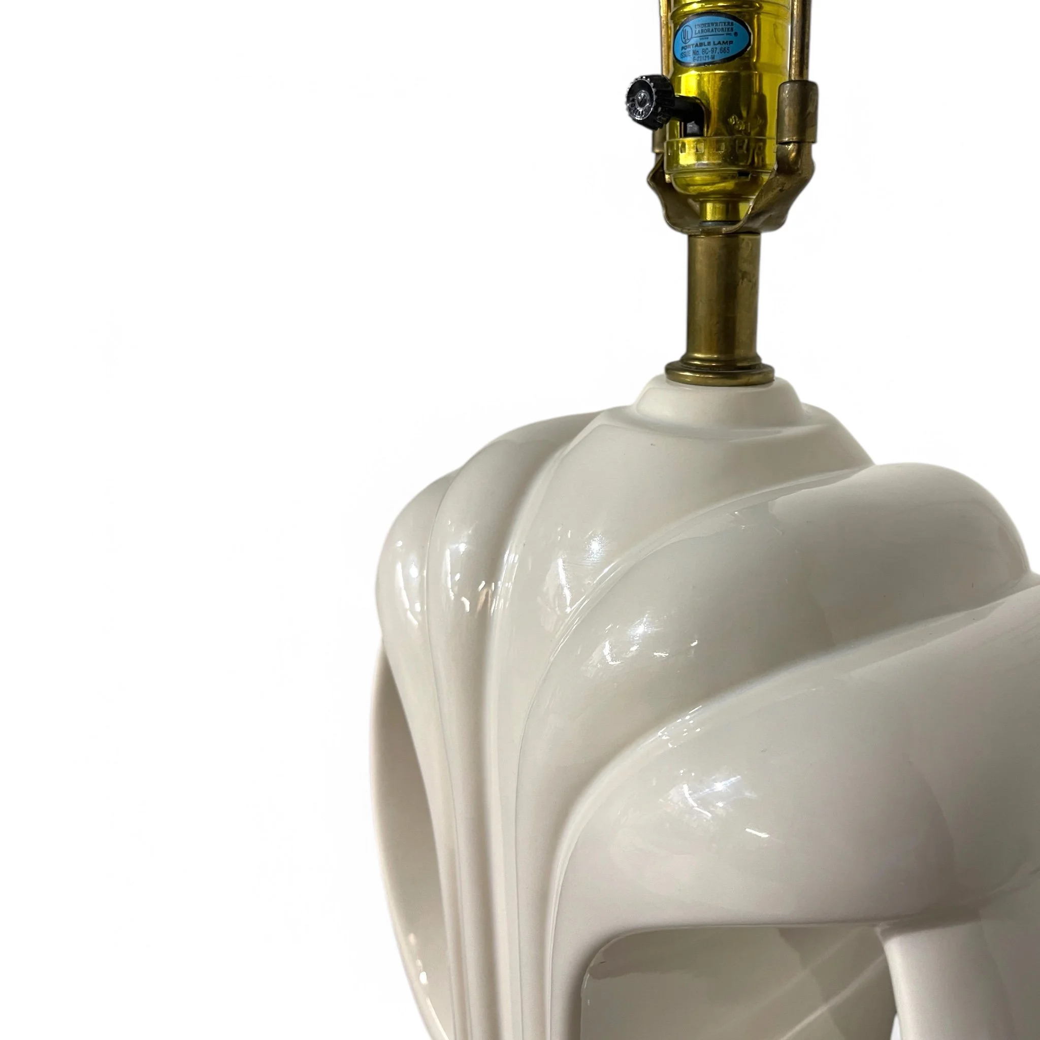 Vintage large, heavy duty 1970s Art Decor white glazed ceramic table lamp with sculptural design, mid century modern lighting, retro home decor, statement lamp for living room or bedroom.