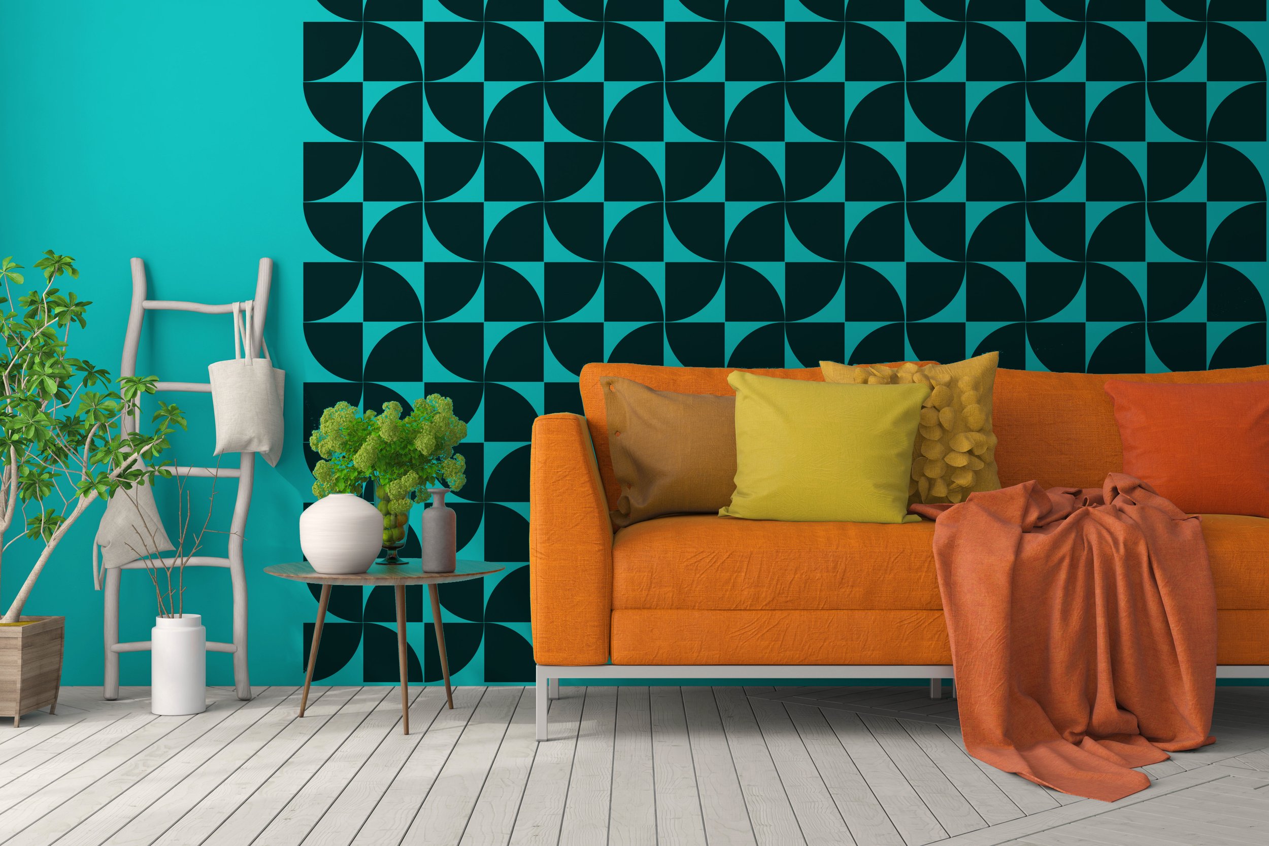 Bold, geometric pattern wall decals - modern, removable vinyl decor for living room, bedroom, nursery, or office. Easy peel and stick application for a stylish contemporary look.