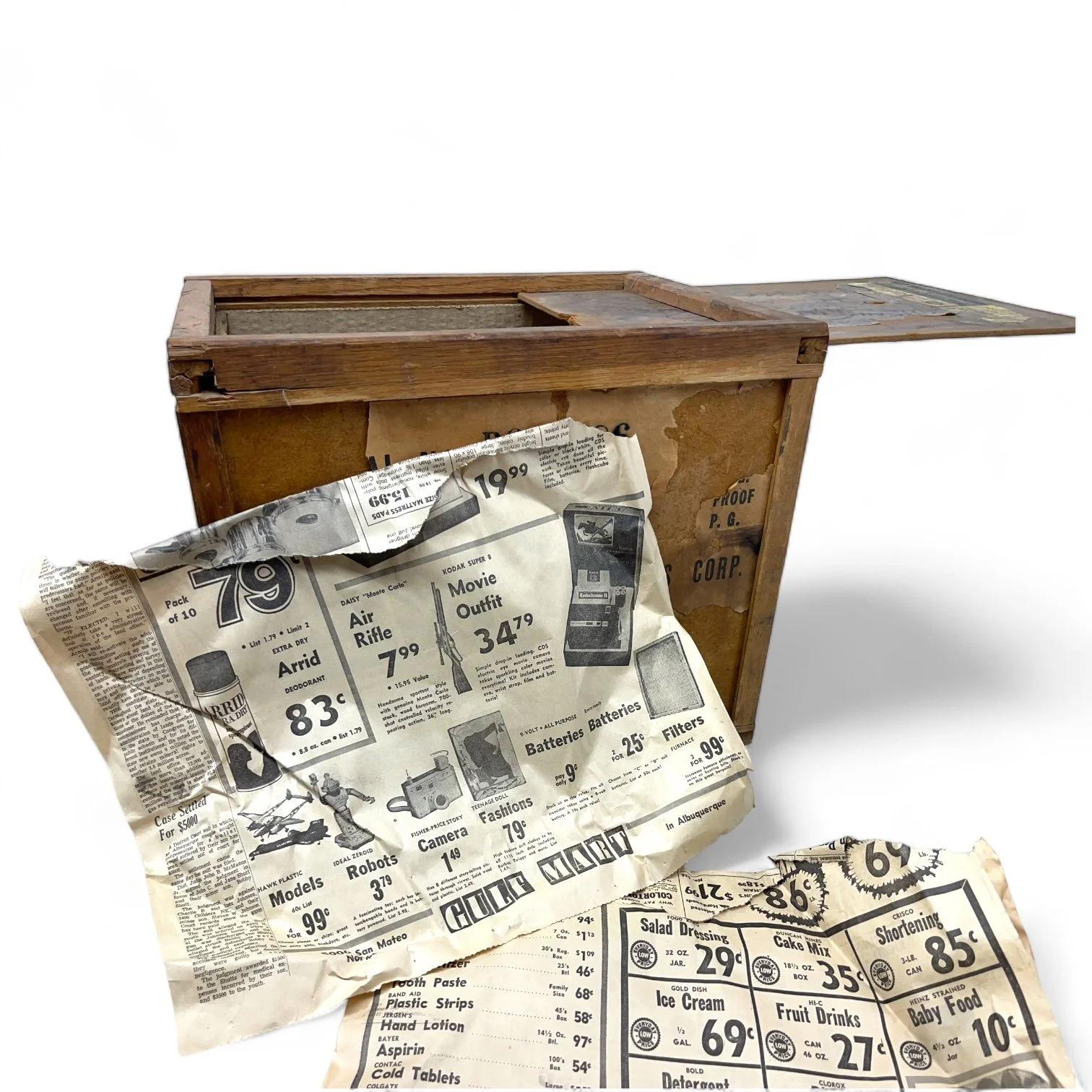 Vintage whiskey wooden box with lid by National Distillers Products Corporation, Louisville, KY