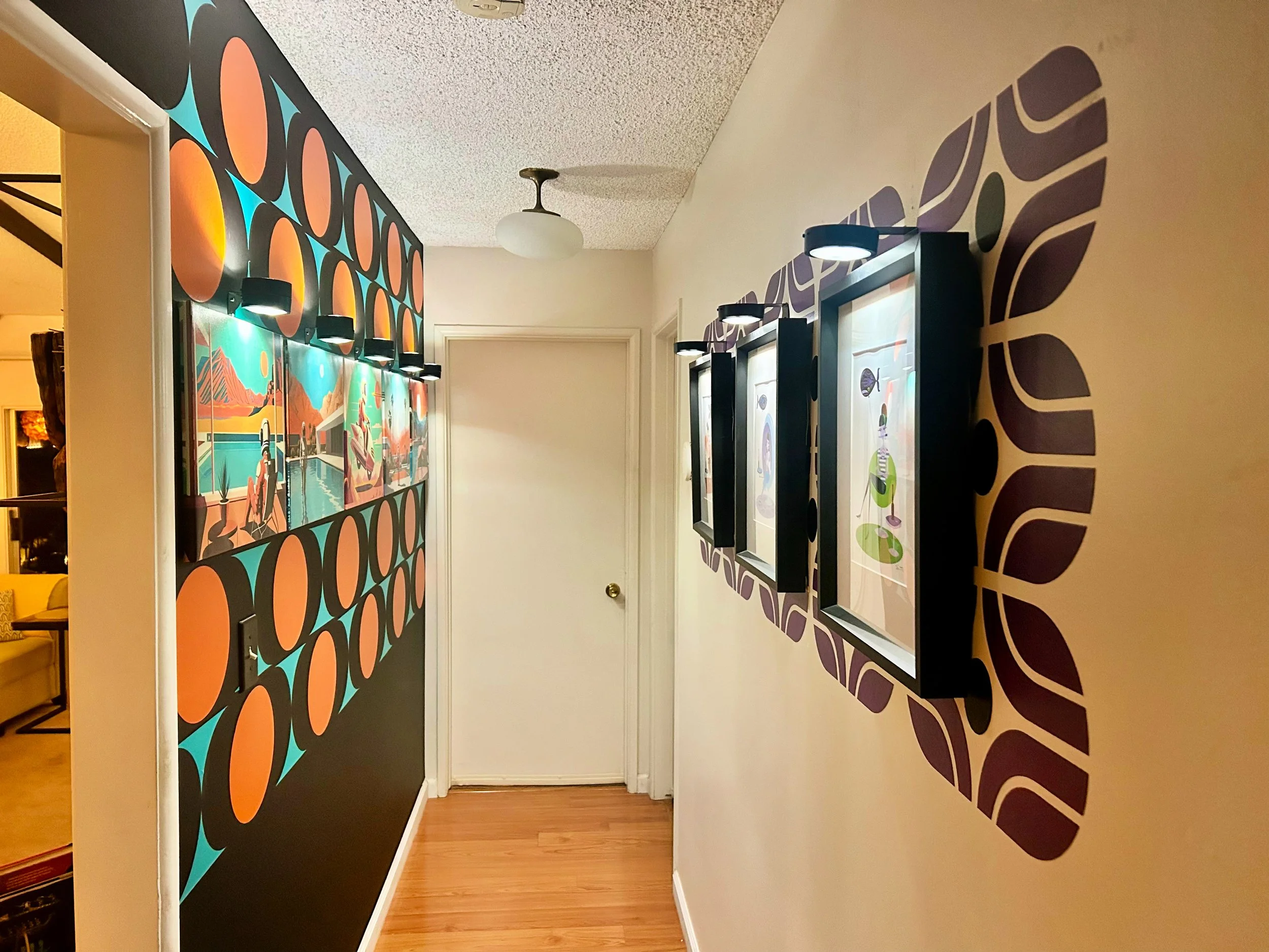 Two color modern vinyl wall decal with a bold geometric pattern, contemporary, easy to apply wall art, mid century interiors by Wall Star Graphics.