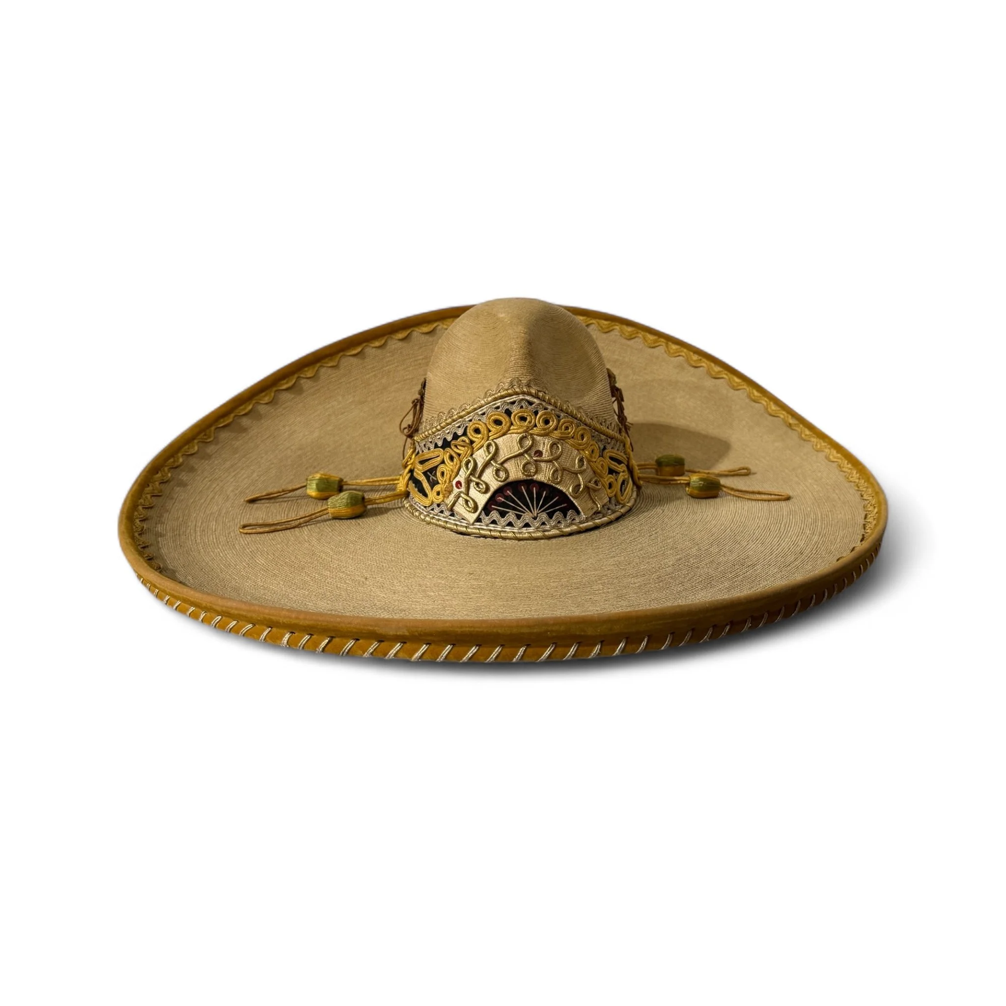Vintage Alberto Chavez XXXXX high crown Mexican sombrero, western style accent for southwestern inspired interiors.