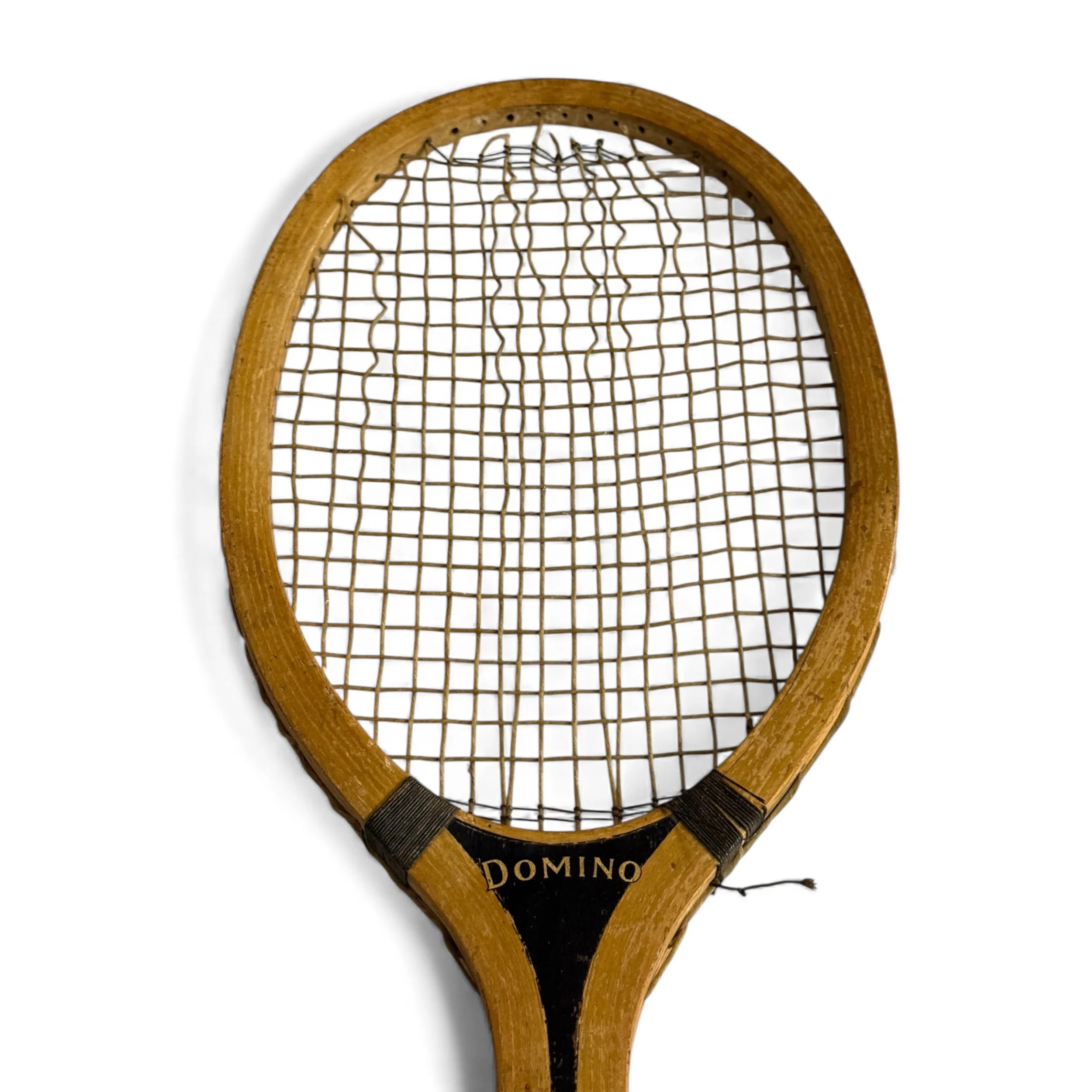 close up view of head on AG Spalding & Bros Domino wooden tennis racket