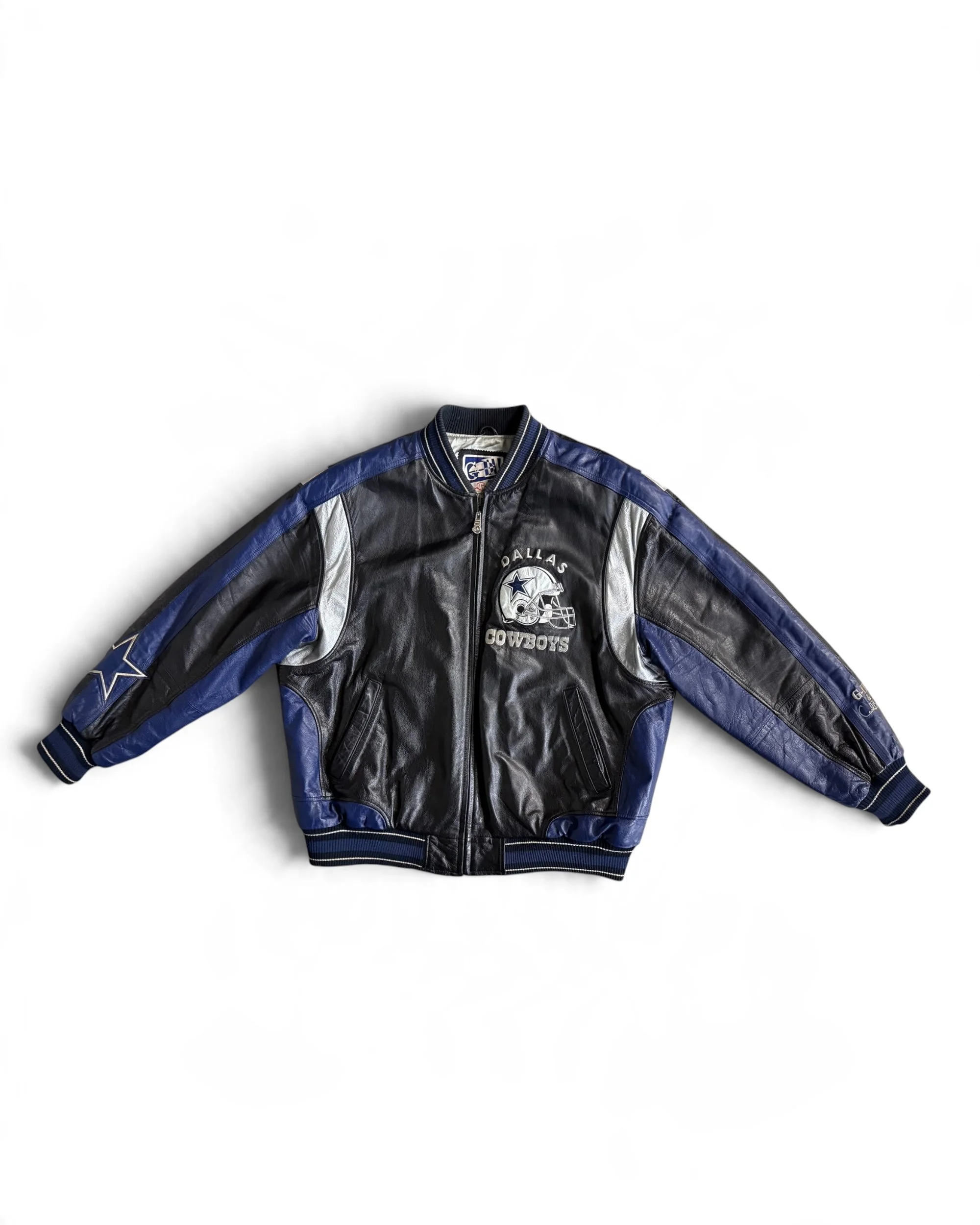 Carl Banks G-III vintage Dallas Cowboys leather varsity bomber style jacket