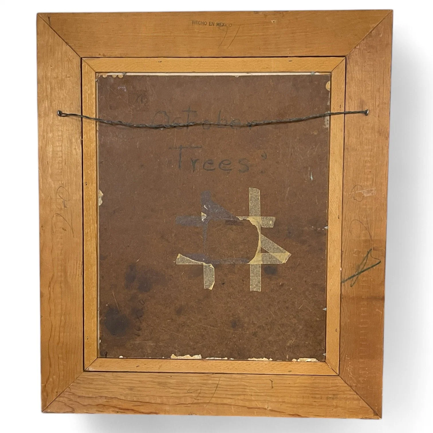 Vintage 1950s original painting of trees during fall, signed dated by artist. Framed in ornate wood frame measuring 28x24.