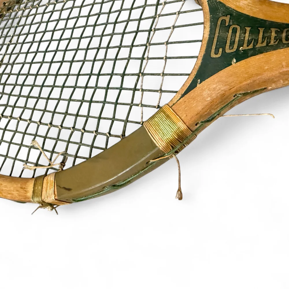 Raquette De Tennis Vintage Dunlop Gold Wing En Bois Avec Presse-tête - Occasion, Collection