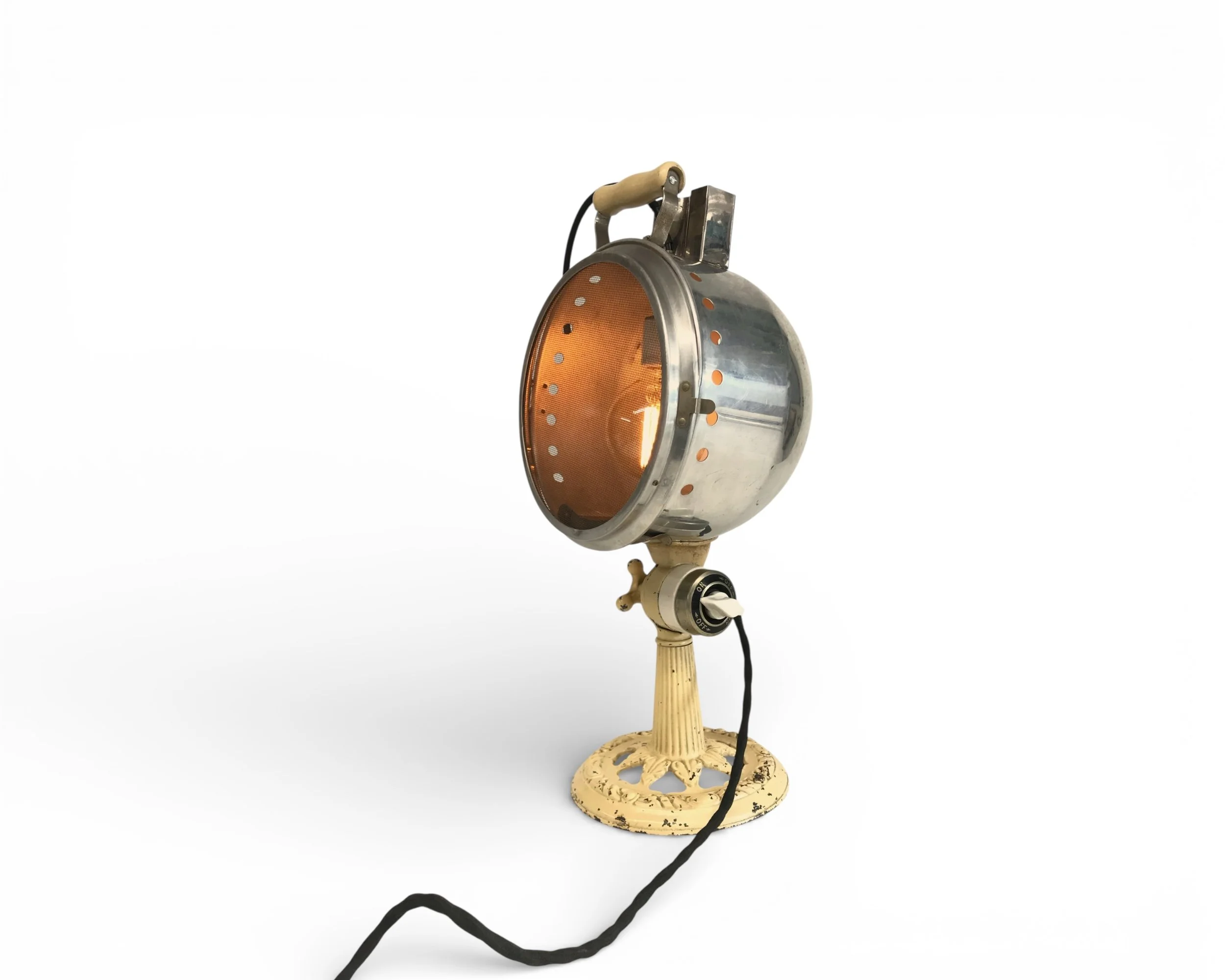 1920s Stewart Double Carbon Arc Lamp repurposed as table lamp shown in on position