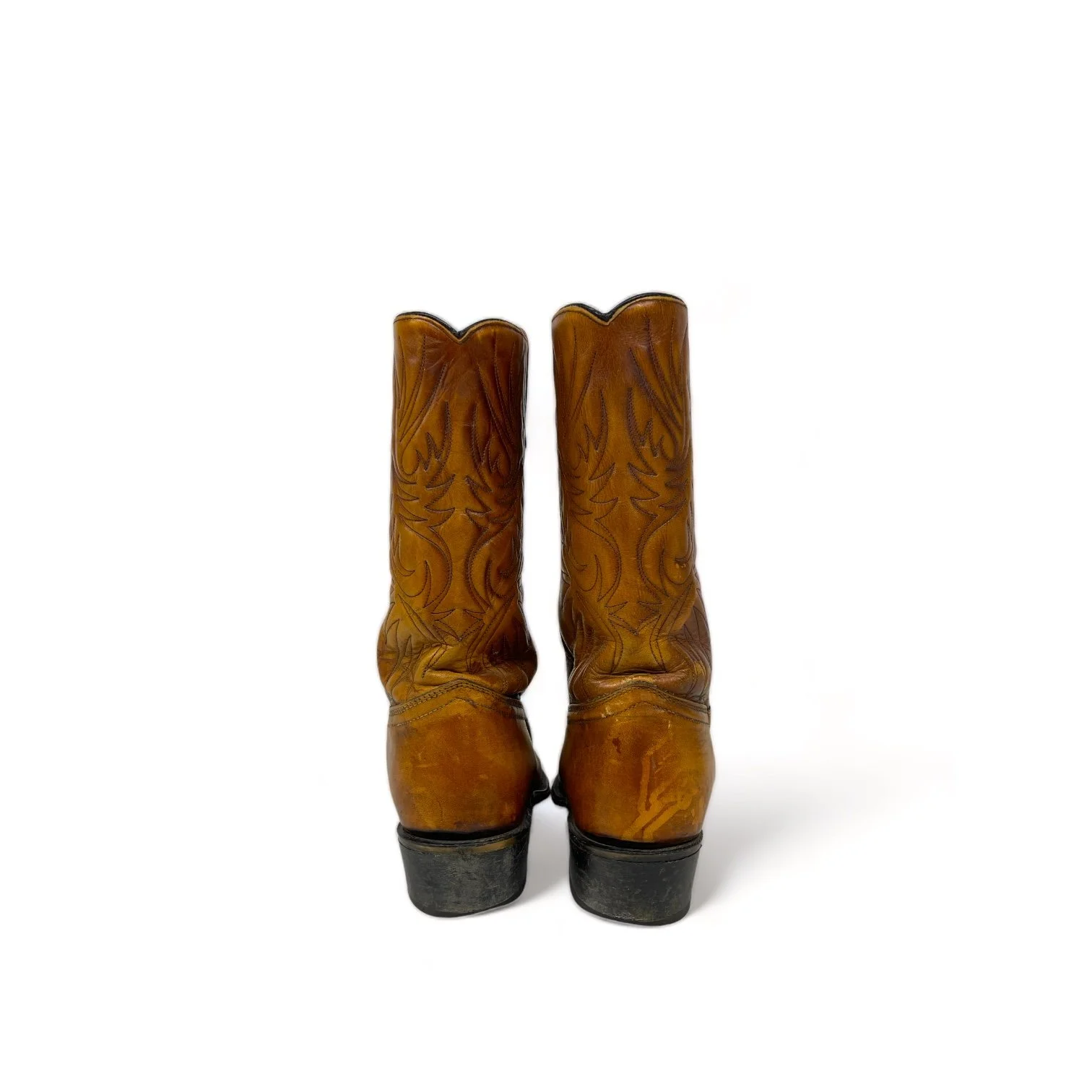 Vintage leather Acme Cowboy Boots, - 1970s Circle A Cowboy Boots, Size 10D, tall shaft.