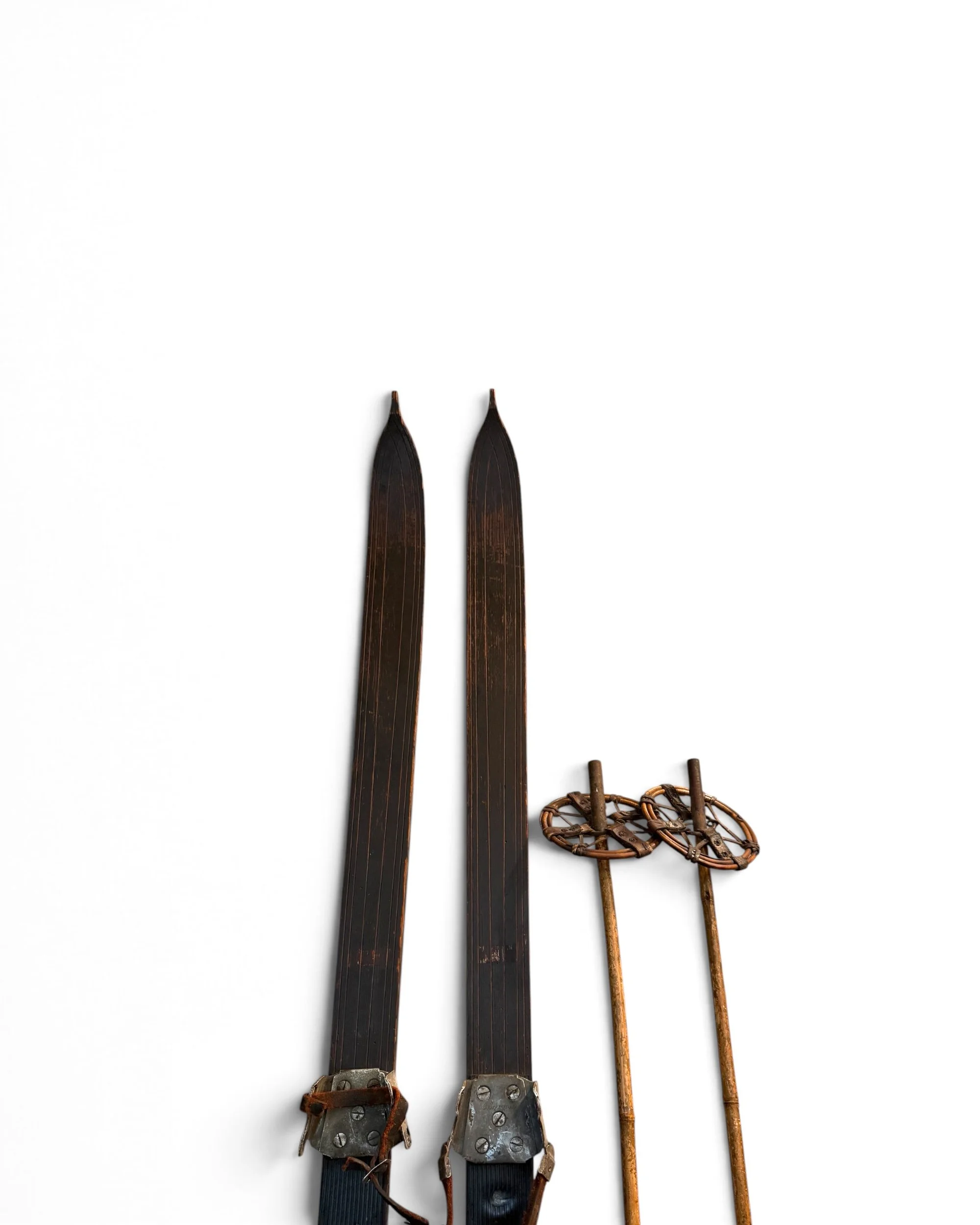 vintage wooden snow skis and poles - Modern Artifact DecorPhotoroom_20260817_110726.JPG