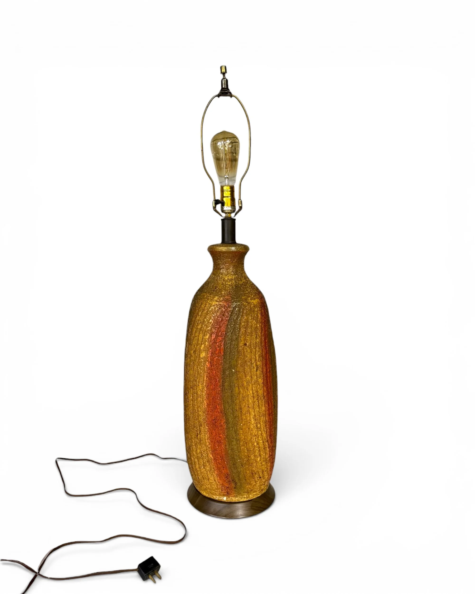 vintage 1965 colorful lava glaze ceramic table lamp by Quartite Creative Co.