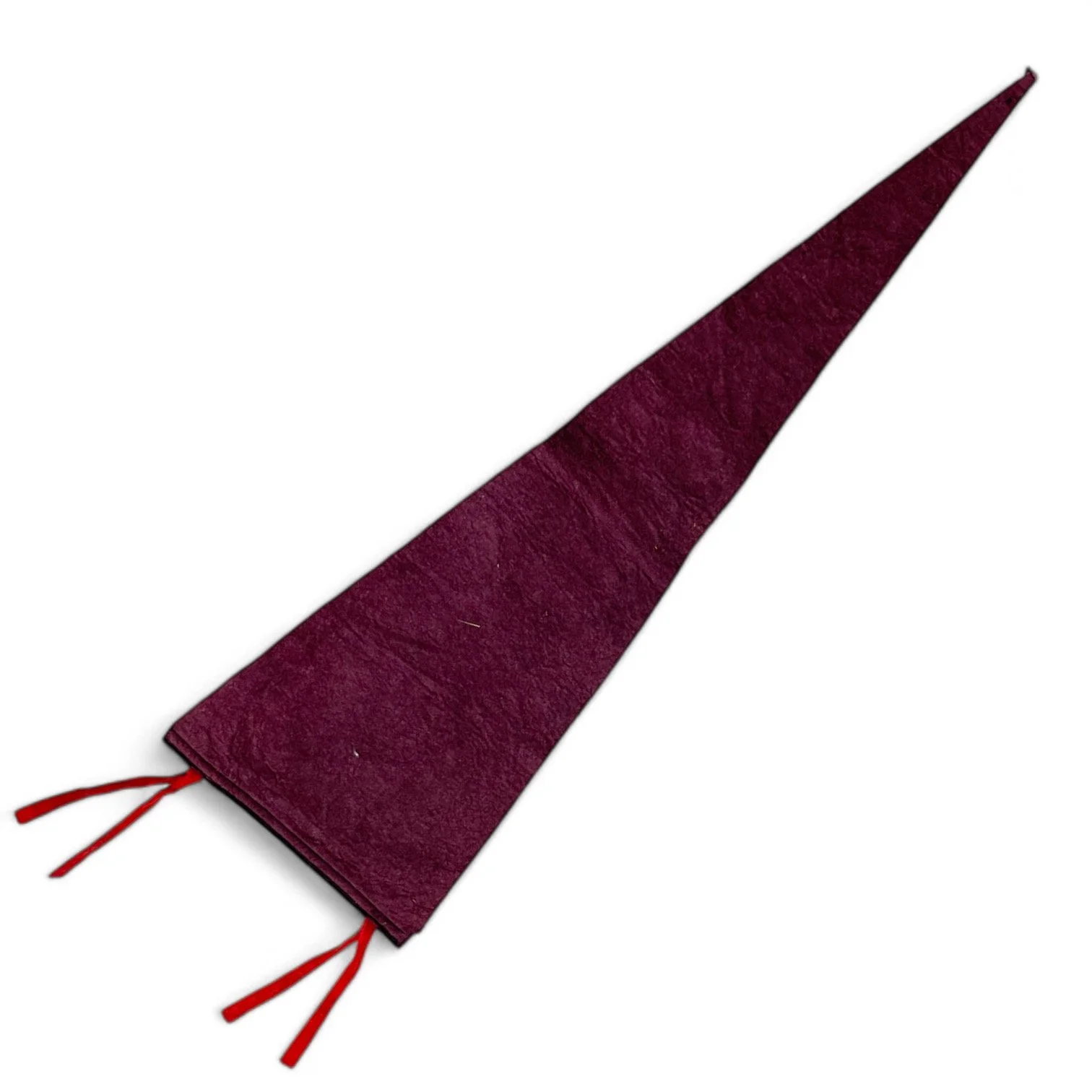 Vintage rare felt Iron Mountain Michigan felt pennant showcasing a downhill skier with a large tree.