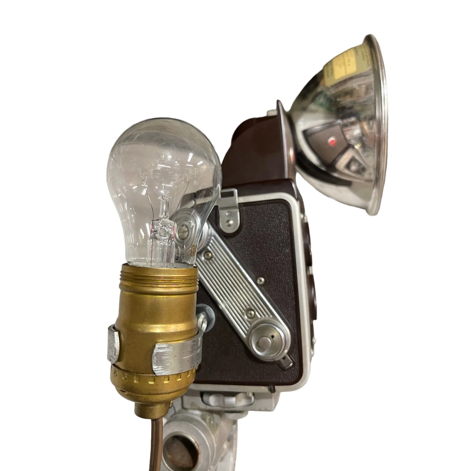 Vintage Kodak Duaflex IV Camera and Uni Colt Richards Engineering Wooden Tripod Floor Lamp