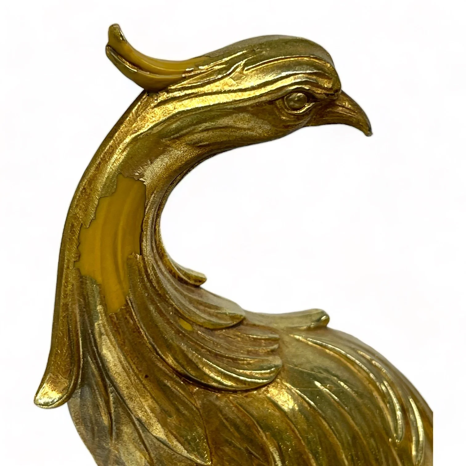 Vintage 1960s Syroco gold tabletop peacocks set of 2