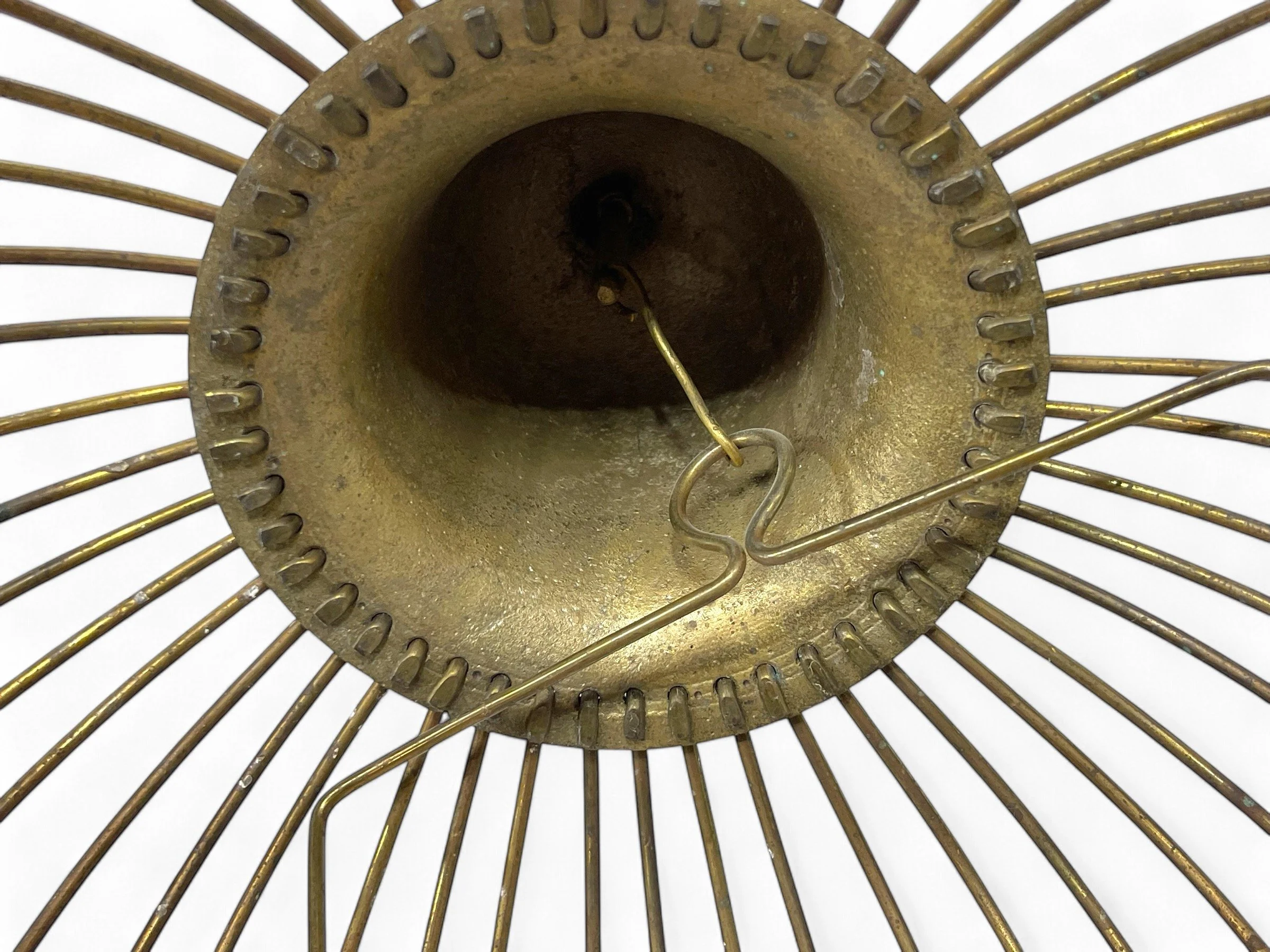Vintage 22.5 inch tall gold metal dome shaped hanging bird cage. Well weathered and tarnished perfect for cottagecore, rustic, or county style decor.