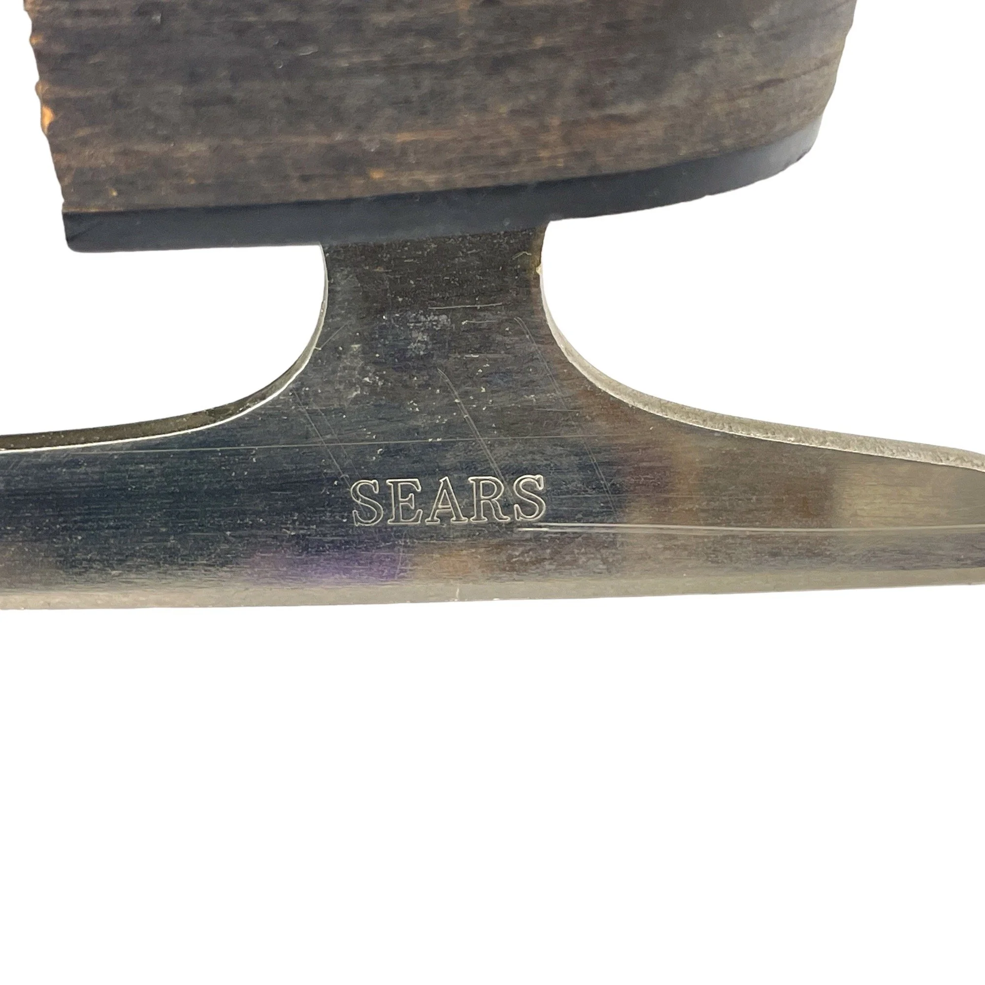 Vintage Sears ladies ice skates, white with black and red buffalo plaid interior and houndstooth shoelaces, perfect winter cabin or ski lodge decor