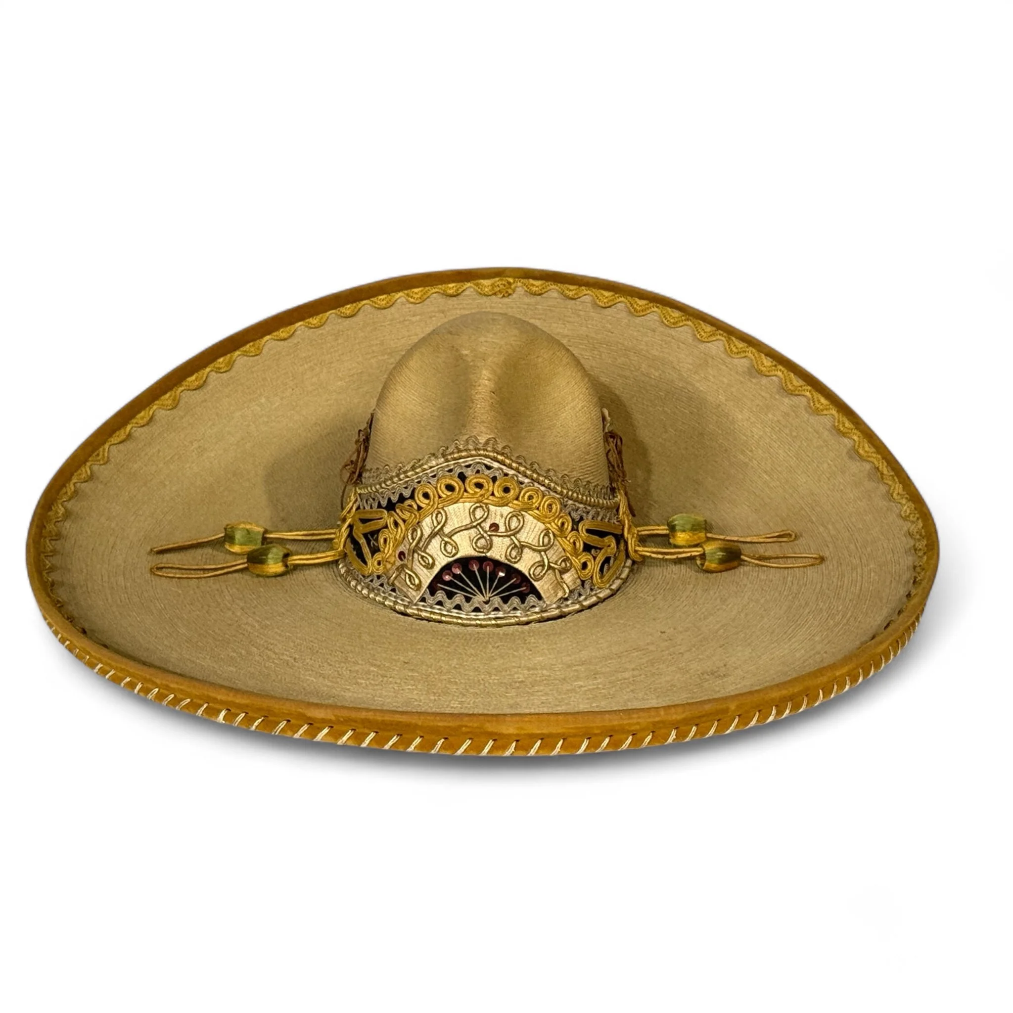 Vintage Alberto Chavez XXXXX high crown Mexican sombrero, western style accent for southwestern inspired interiors.