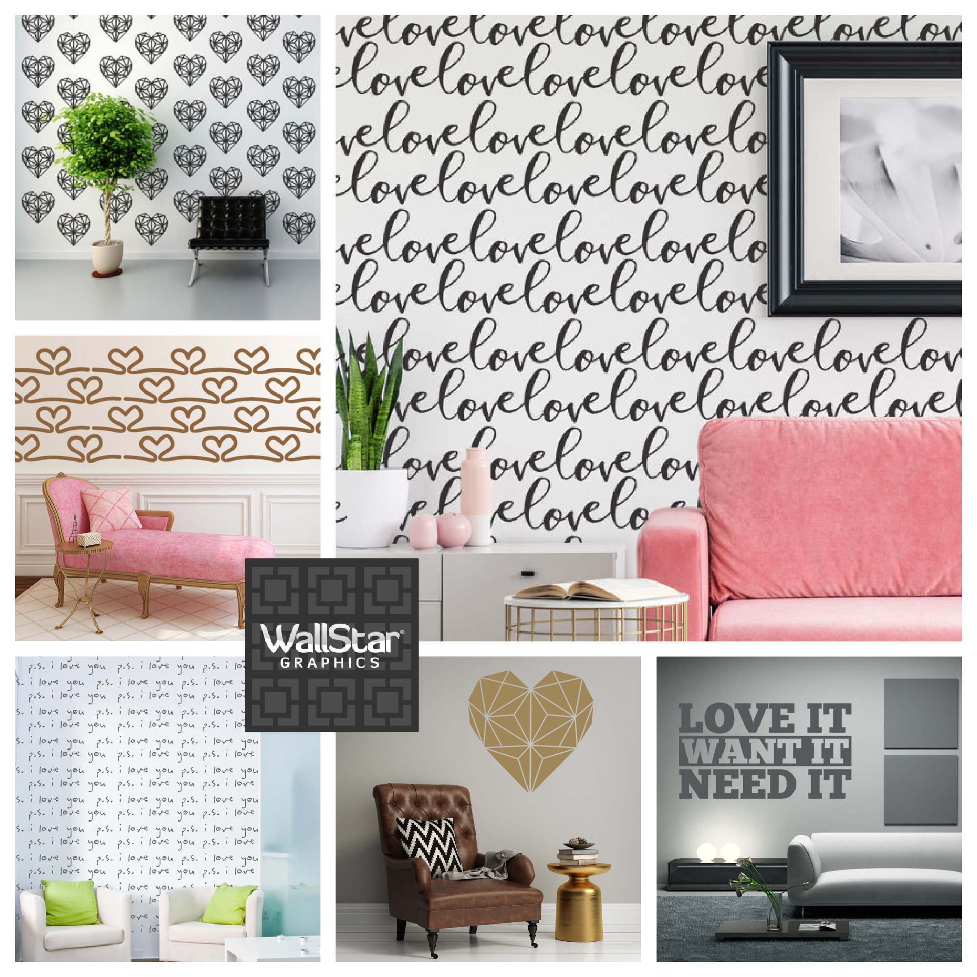 A collage of words and quotes vinyl wall decals by Wall Star Graphics.