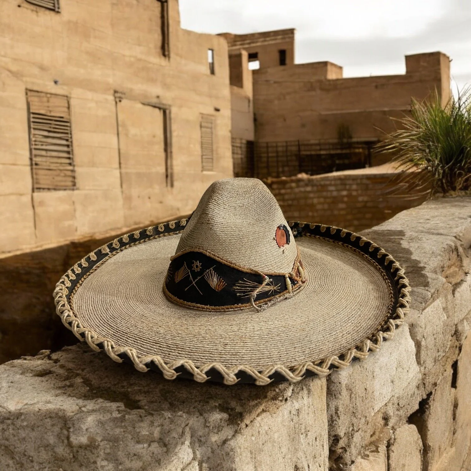 IMG_8954Vintage 1960s Mexican Sombrero with stitched flags - ModernArtifactDecor.JPG