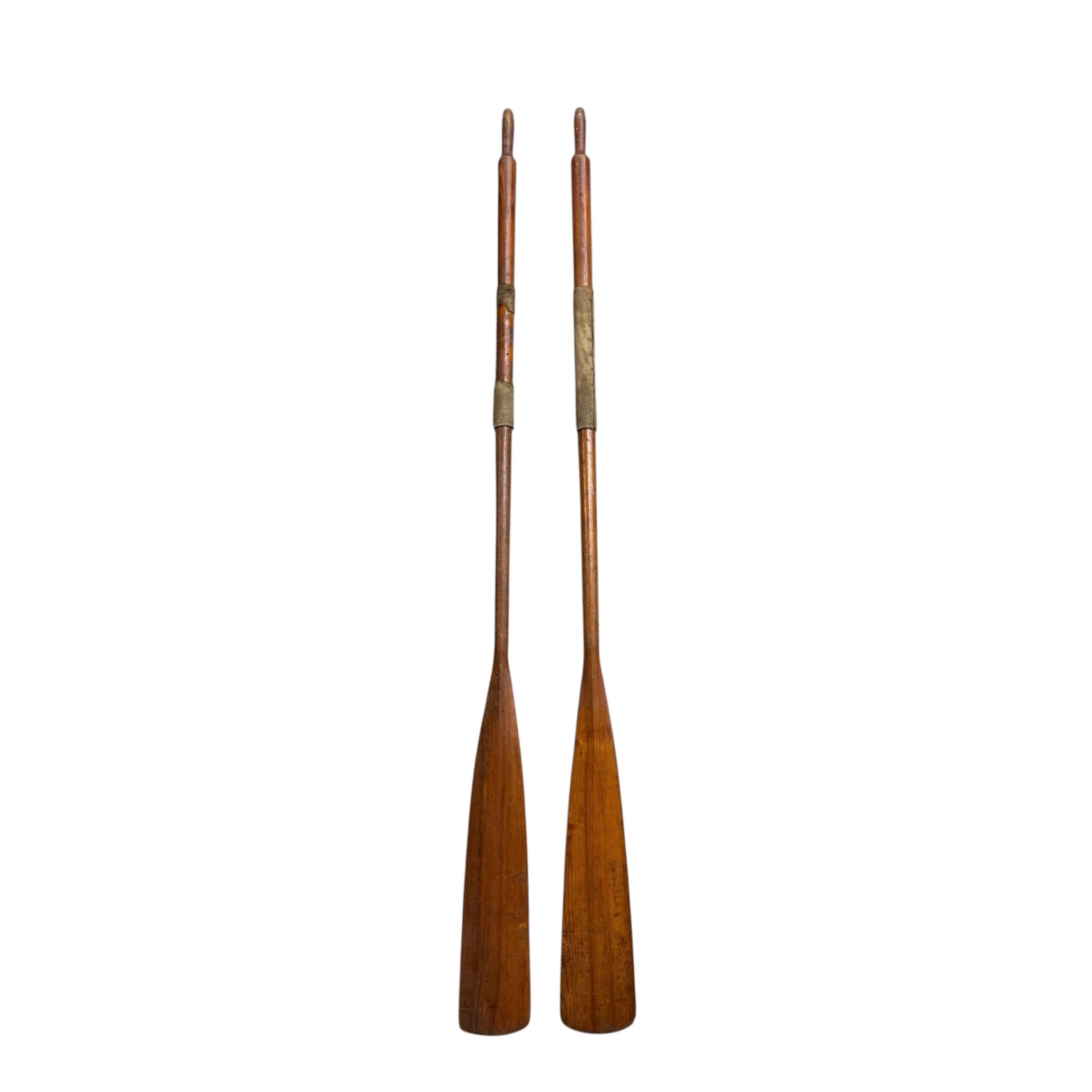 Vintage pair wooden boat oar paddles for coastal themed interiors