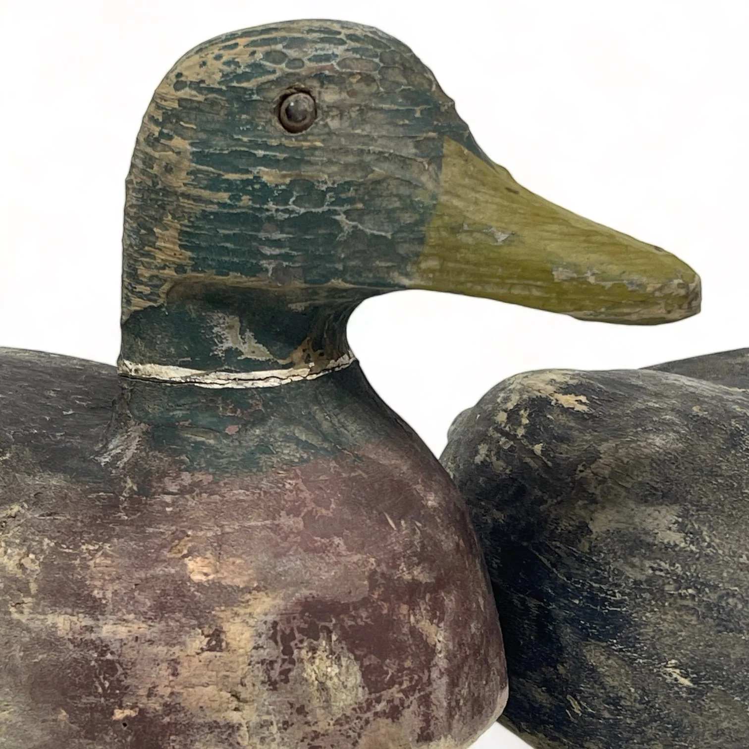 Vintage 1950s Balsa Wood Carved Duck and Goose Decoys, set of 2.