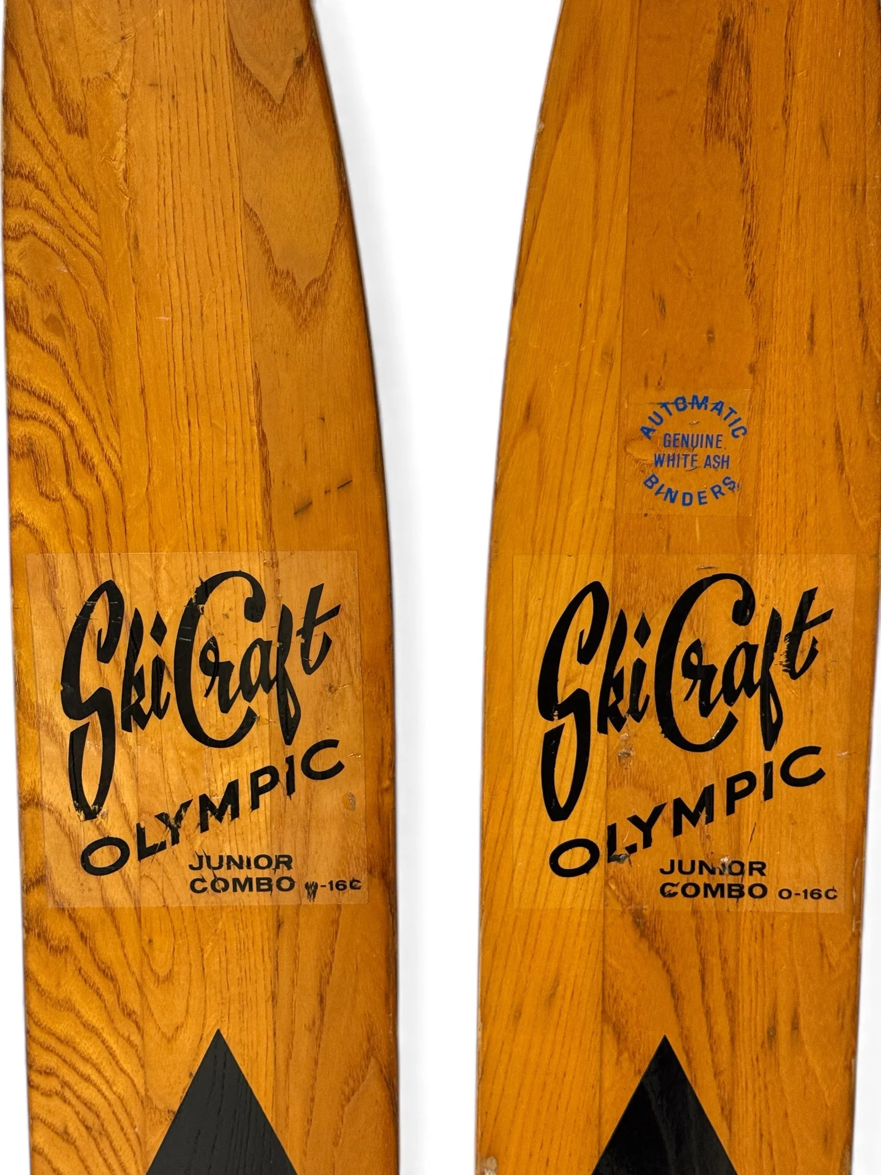 Close-up of Ski Craft Junior graphics on vintage wooden water skis