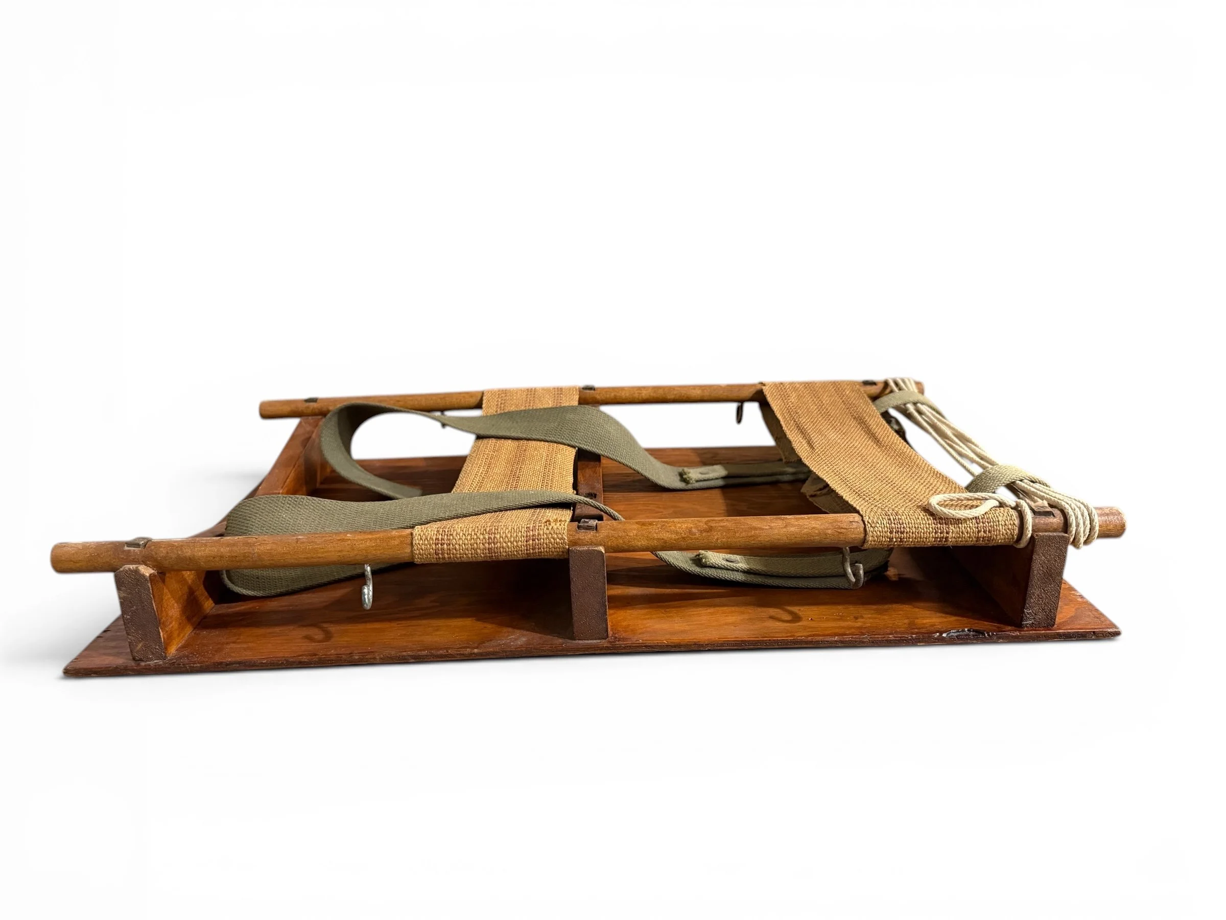 side view of vintage wooden packboard