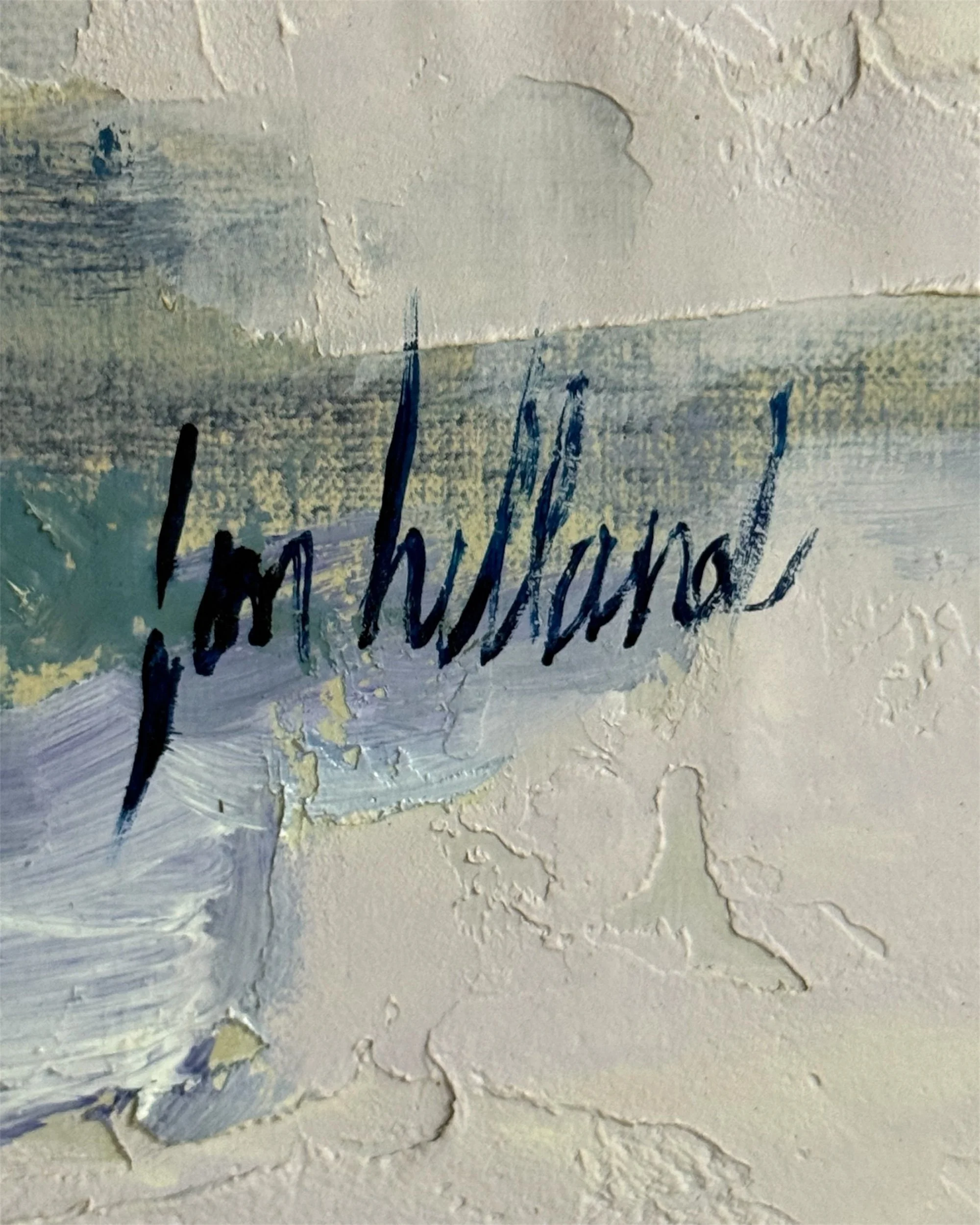 close up artist signature, Jon Hilland on an original impasto oil painting