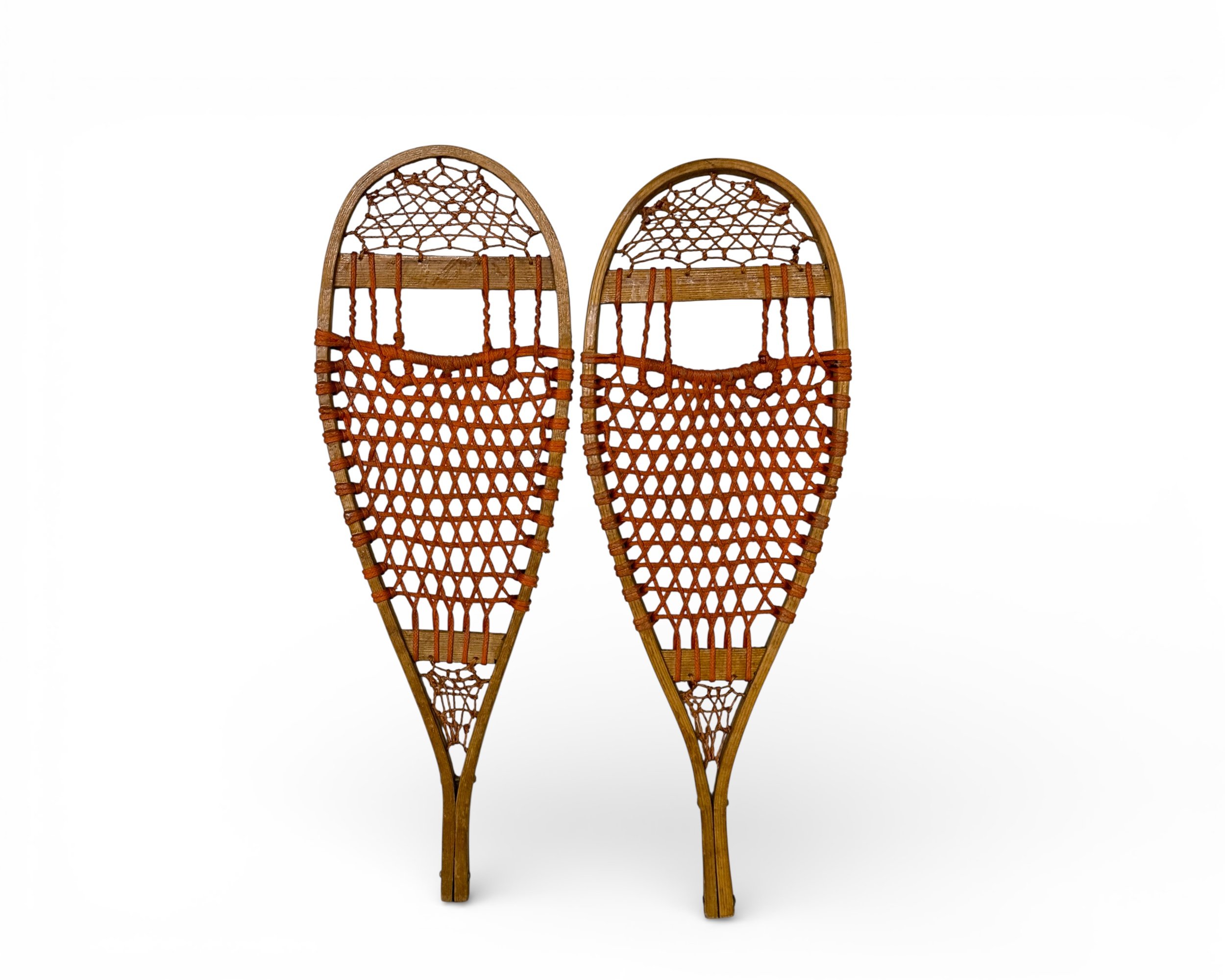 vintage wooden snowshoes, orange rope - Modern Artifact Decor