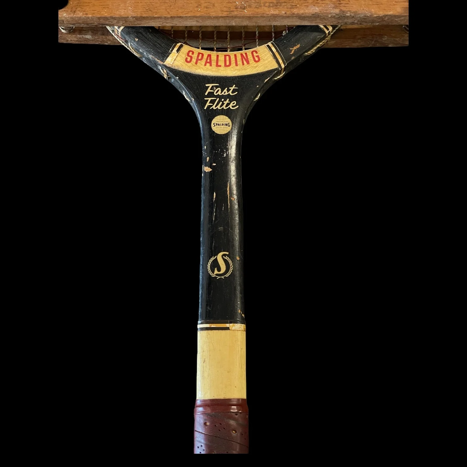 Vintage Wooden Tennis Racket Pair, Spalding Fast Flite, Paucho Segura Special Model with racket press, sports collectible game room decor.