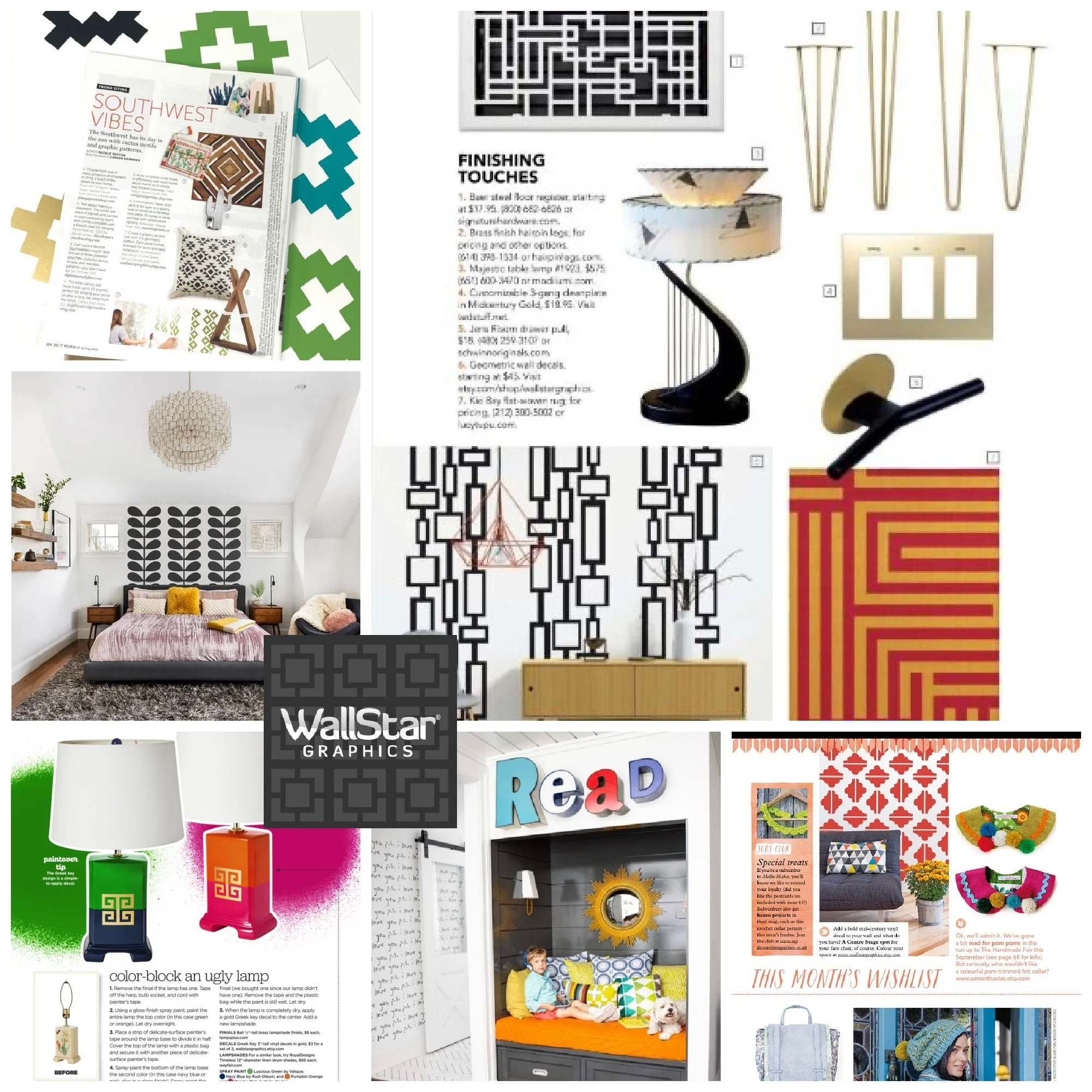 A collage of "As Seen in" The Boston Globe by Wall Star Graphics