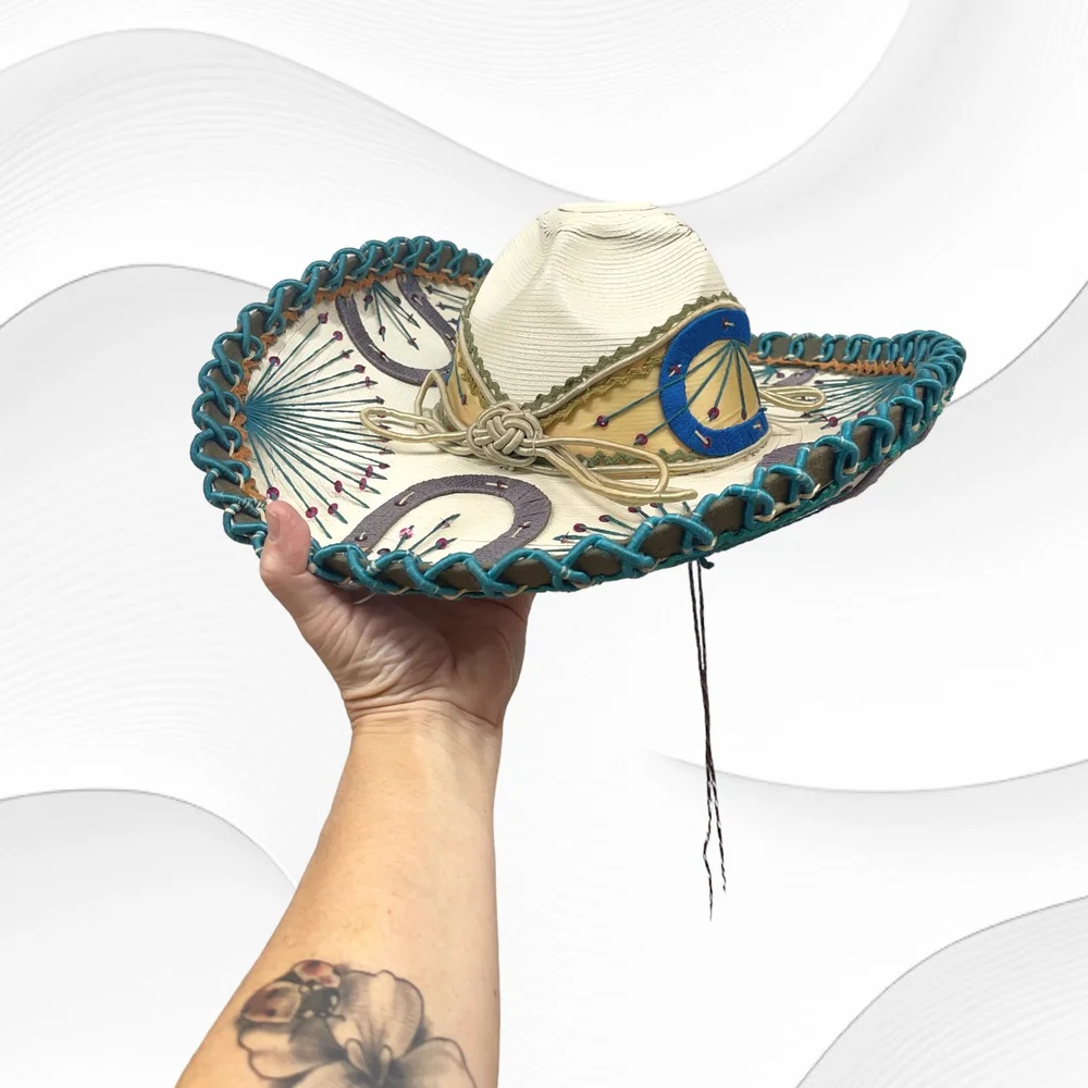 Vintage Mexican Mariachi Sombrero with Hand Stitched Detailing