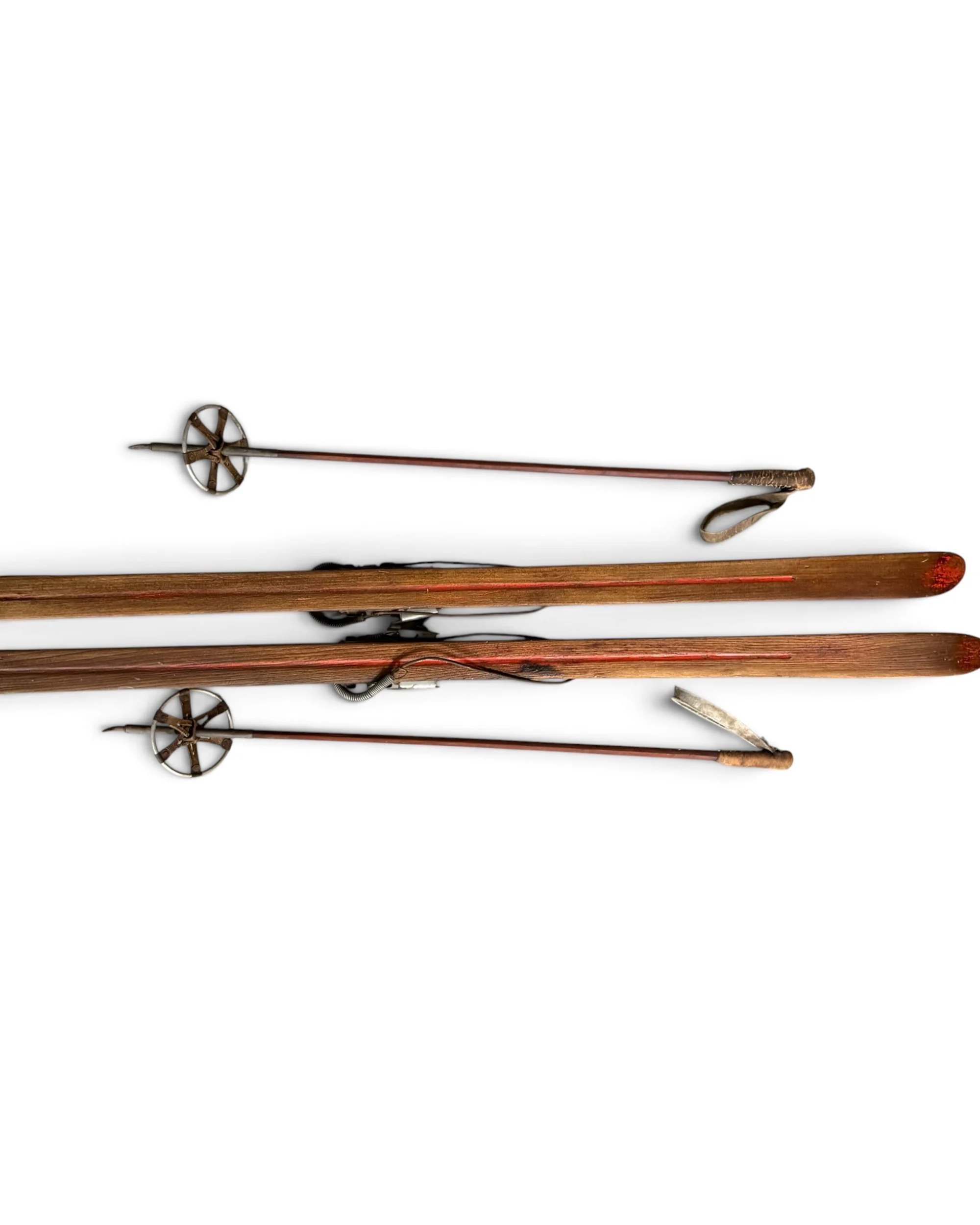 vintage wooden snow skis with poles - Modern Artifact DecorPhotoroom_20260728_182030.JPG