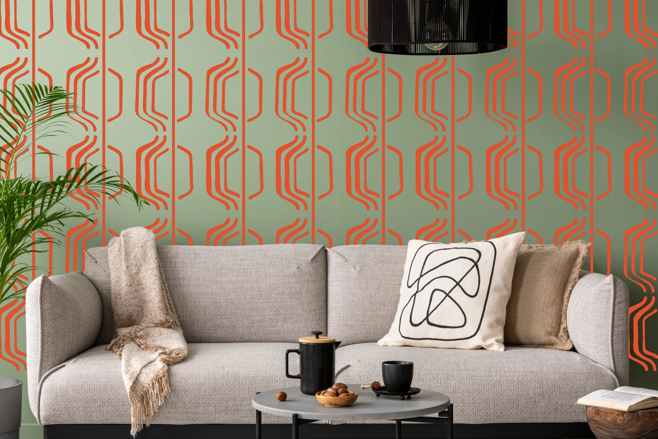 Modern geometric chain vinyl wall decal in contemporary style, available in 2 sizes and 24 color options. Removable wall art for living room, bedroom, office, or home decor. Easy to apply and remove.