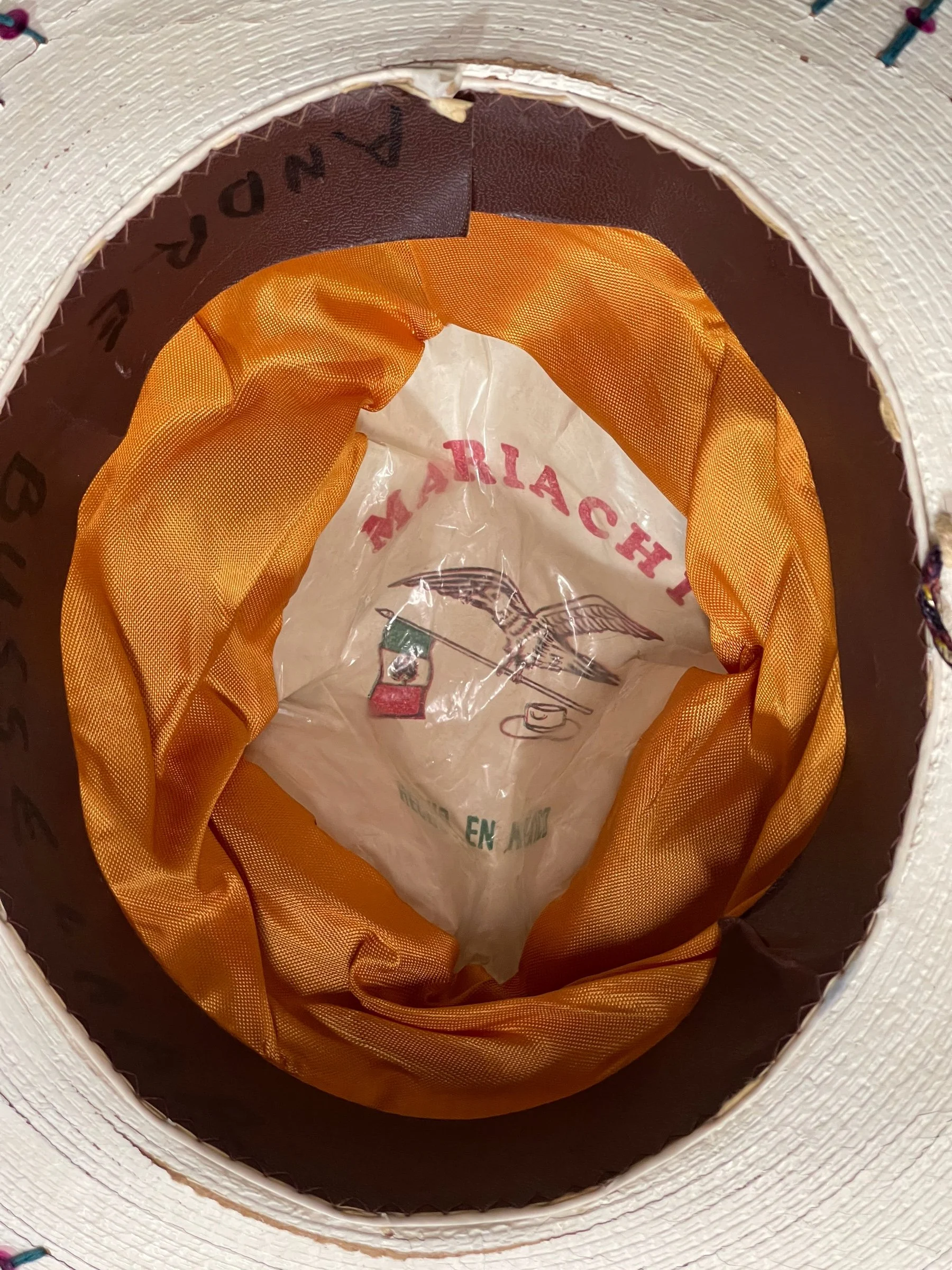 Vintage Authentic Mexican Mariachi Sombrero - high crowned with sequins and horseshoes.