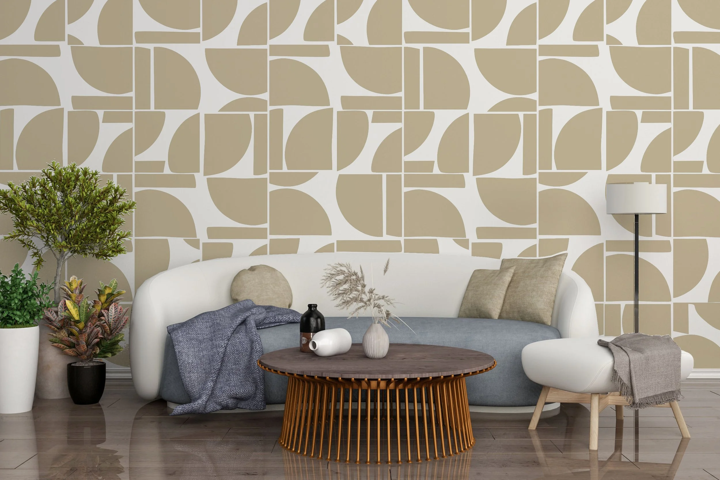 Bold abstract removable vinyl wall decal, featuring a modern peel and stick design, perfect for maximalist and contemporary spaces, statement wall art for home interior decor.