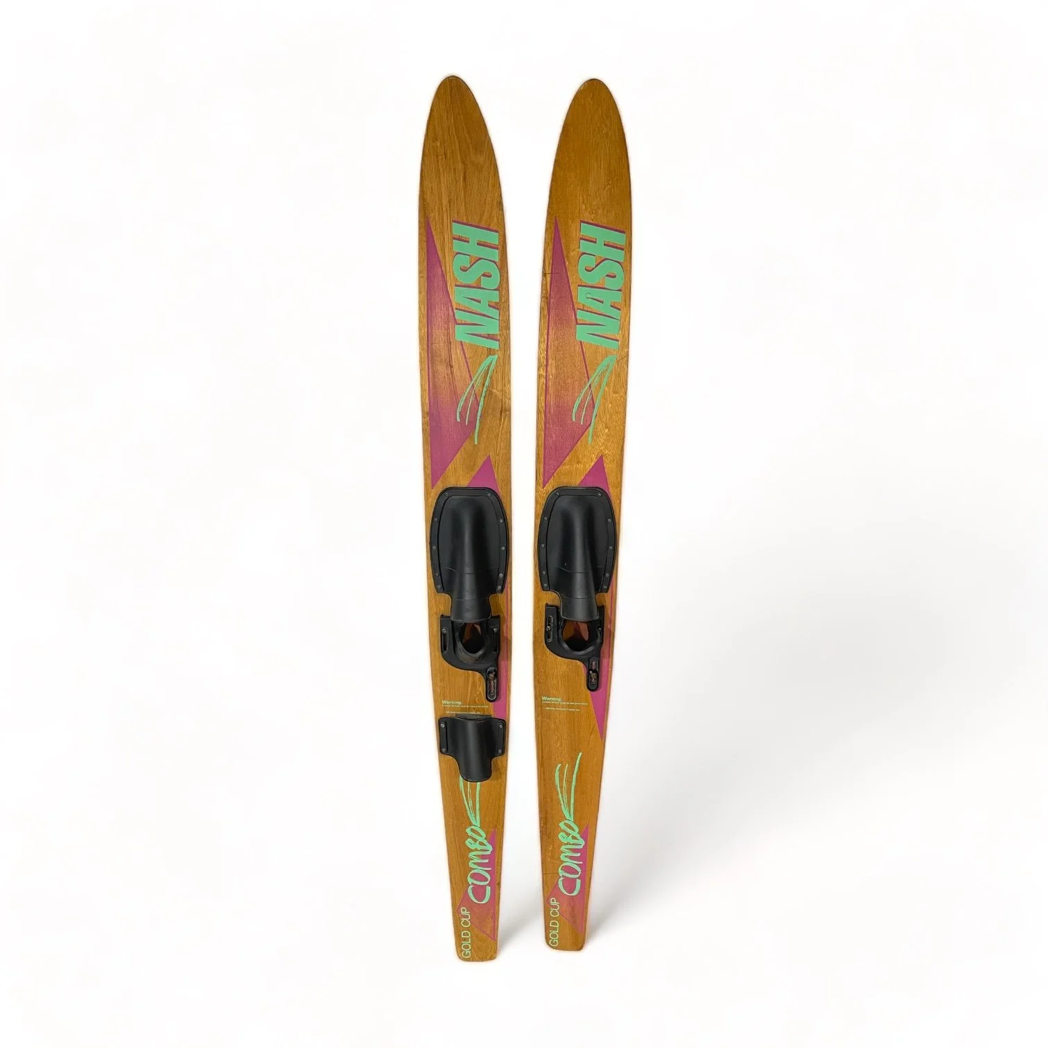 A pair of vintage wooden water skis - Nash Gold Cup Combo.